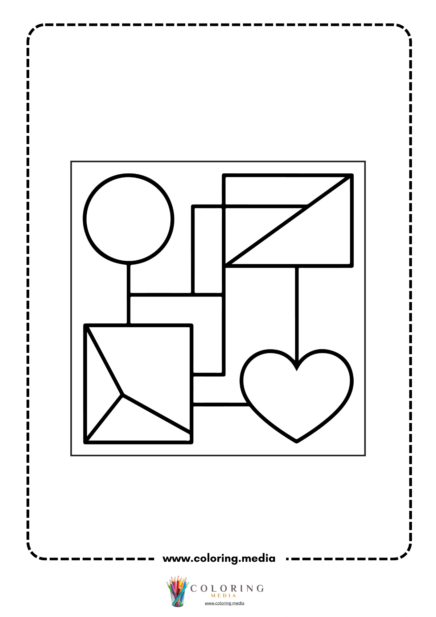 Multi-shapes coloring page with mixed geometric outline shapes page 20