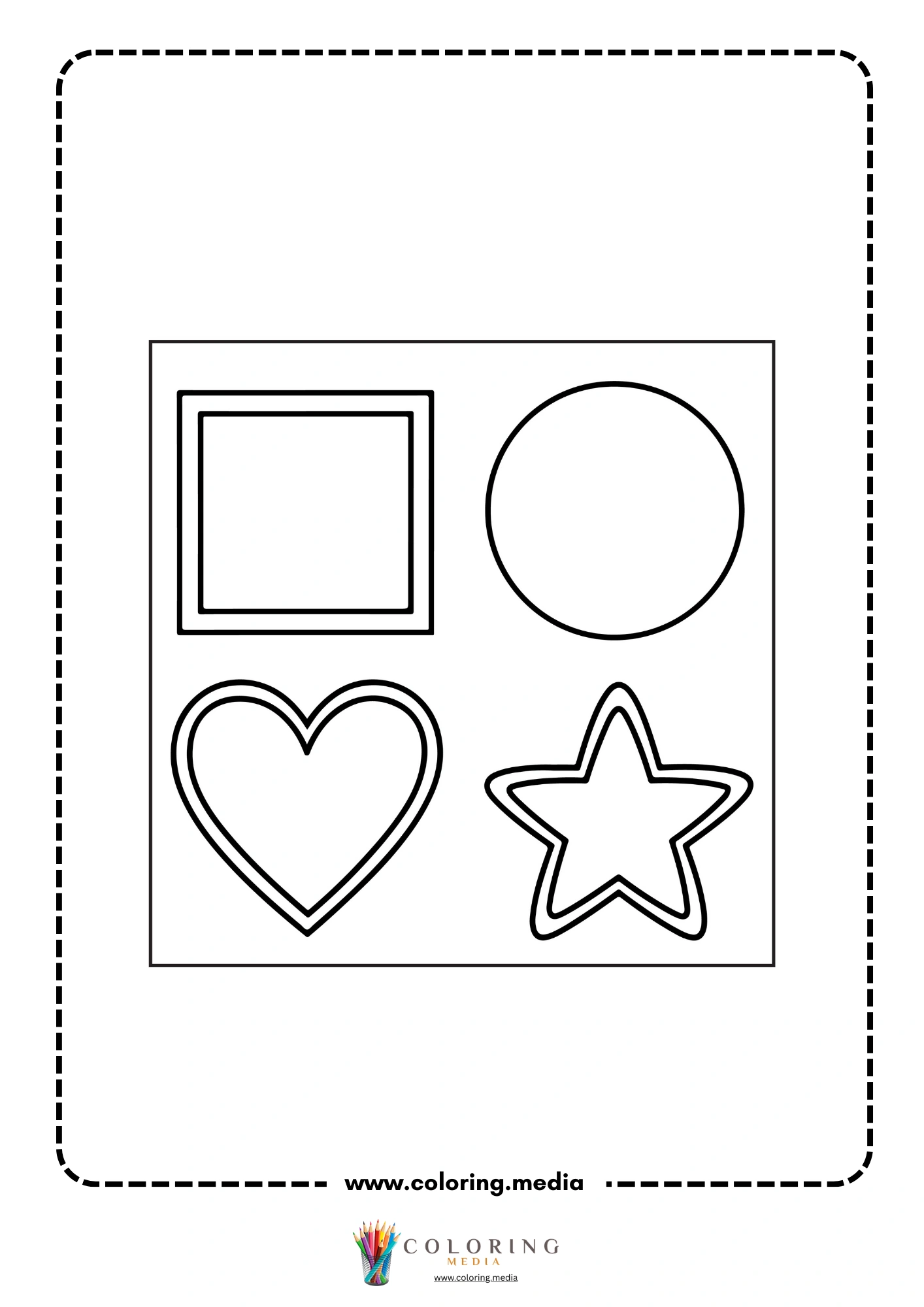 Multi-shapes coloring page with mixed geometric outline shapes page 21
