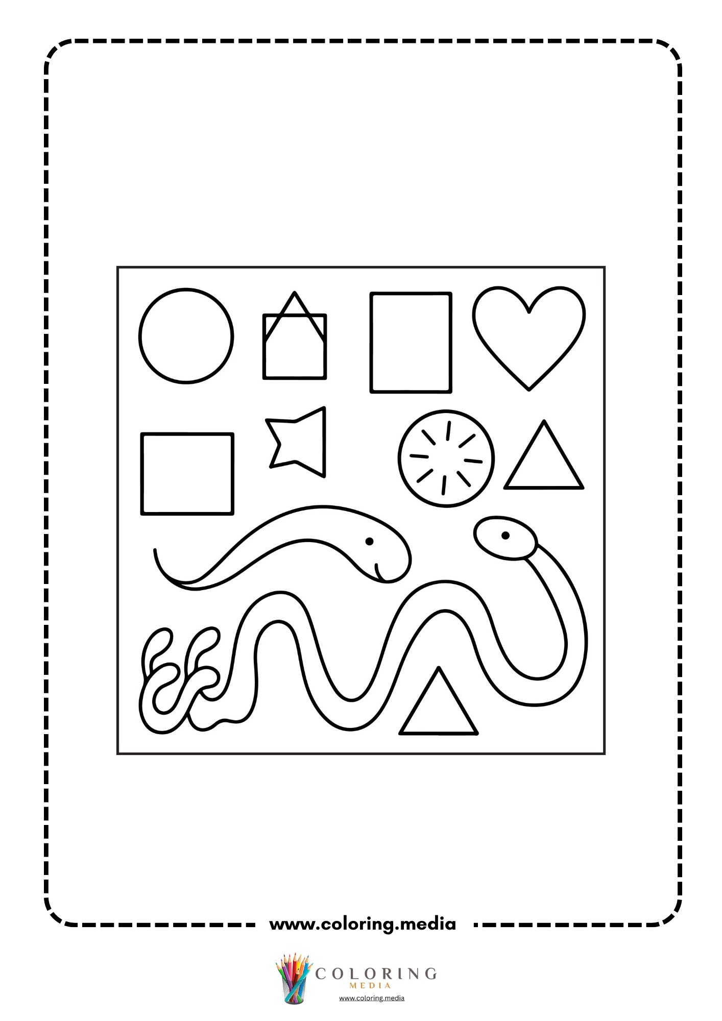Multi-shapes coloring page with mixed geometric outline shapes page 28