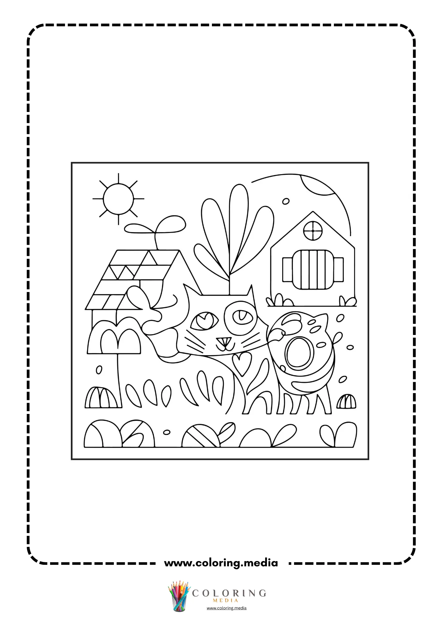 Multi-shapes coloring page with mixed geometric outline shapes page 9