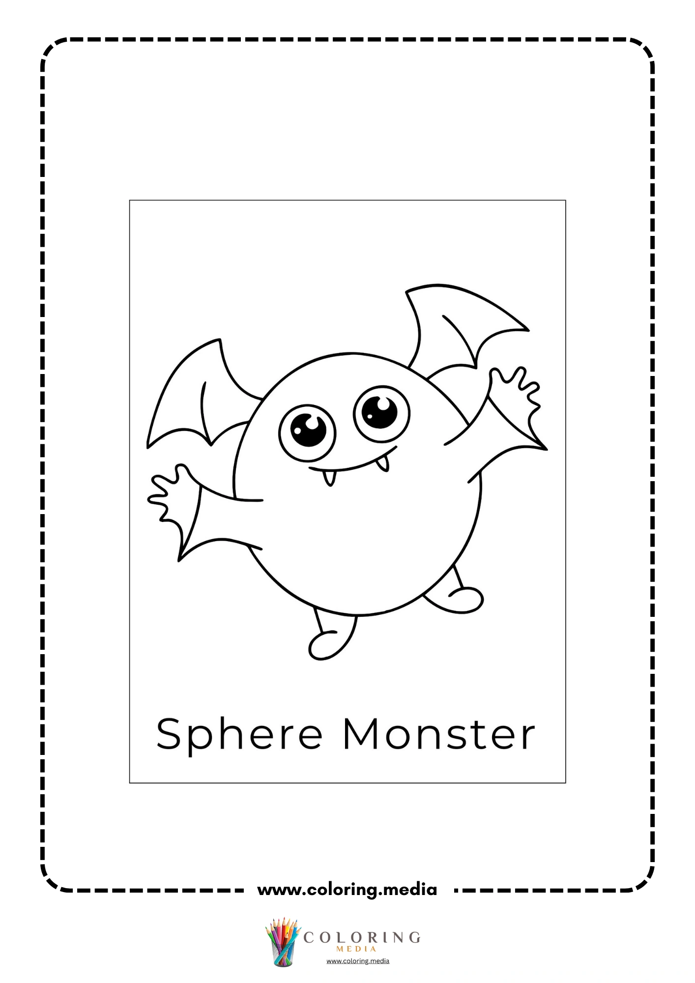 Silly shape monster coloring page with donut shape body and sprinkles