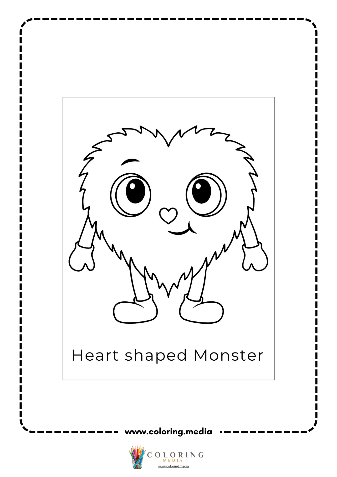 Silly shape monster coloring page with cylinder shape monster and feet
