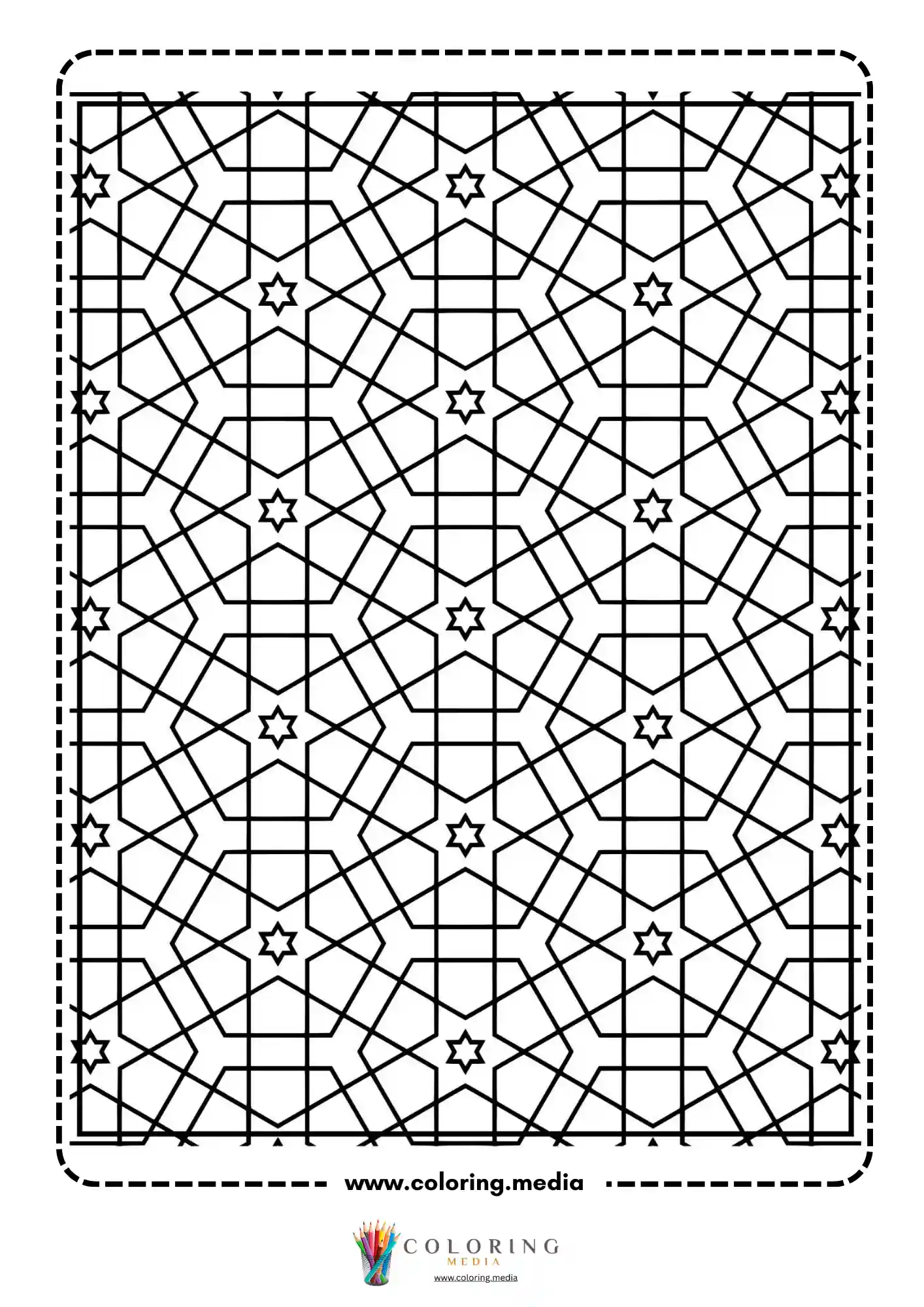 Simple pattern coloring page with decorative abstract tile pattern