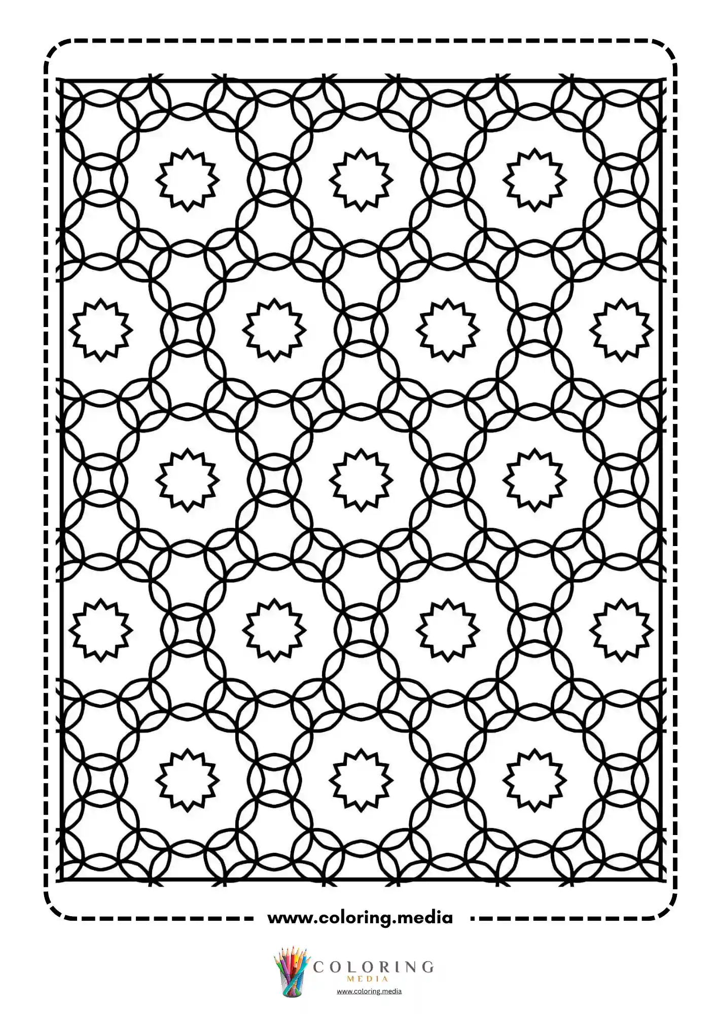 Simple pattern coloring page with complex abstract pattern blocks
