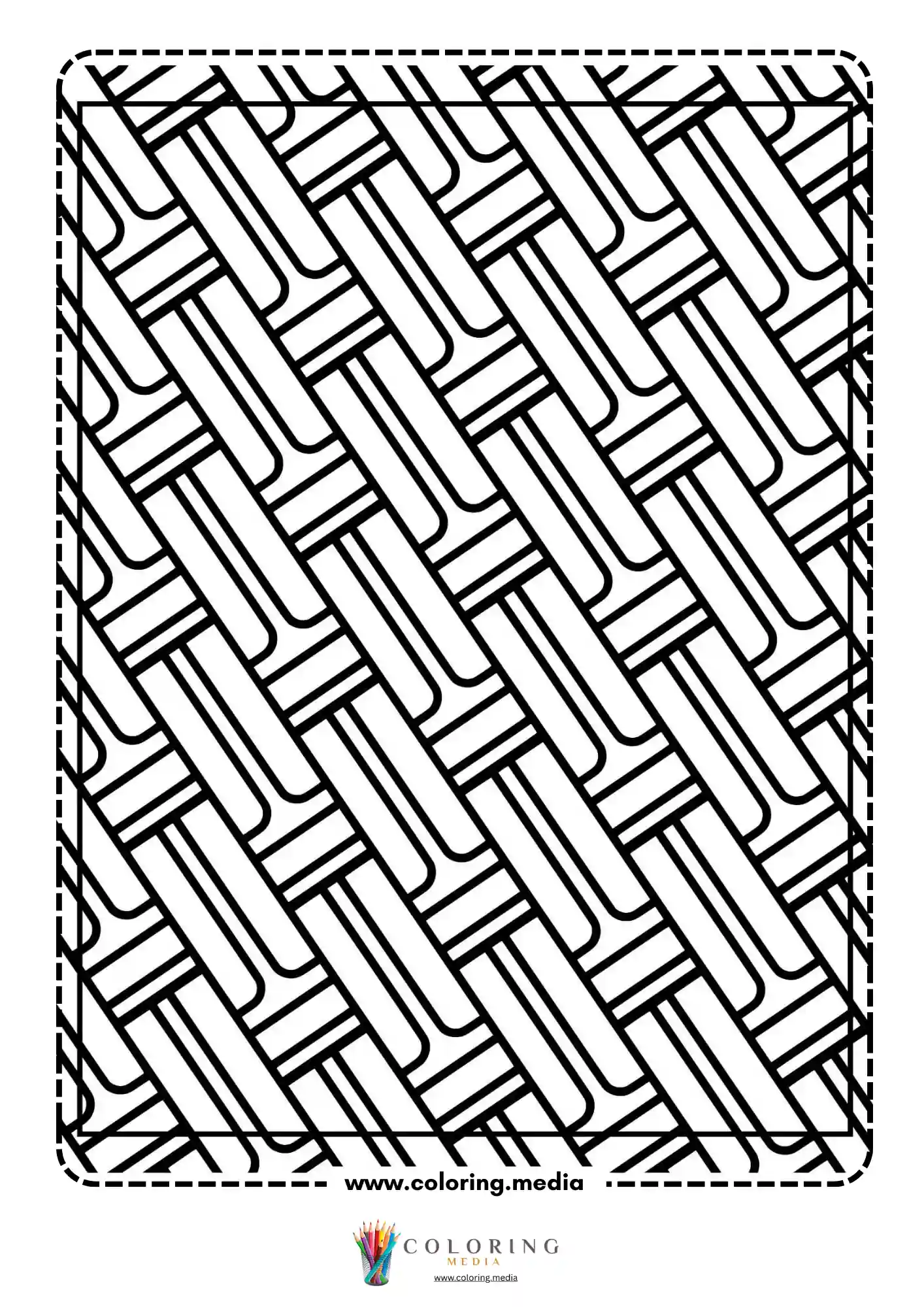 Simple pattern coloring page with diagonal rounded stripe design