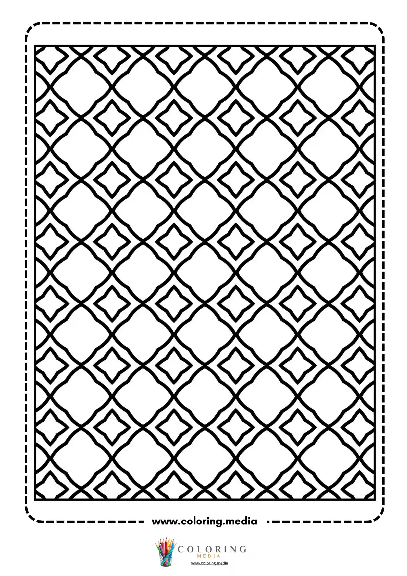Simple pattern coloring page with symmetrical tile outlines