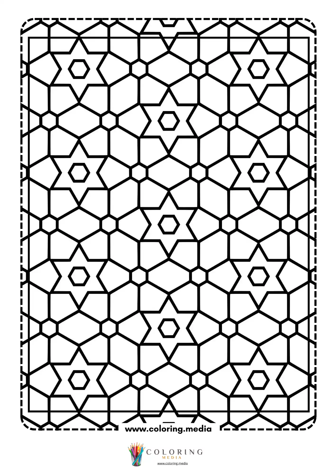 Simple pattern coloring page with repeating loops and curved lines