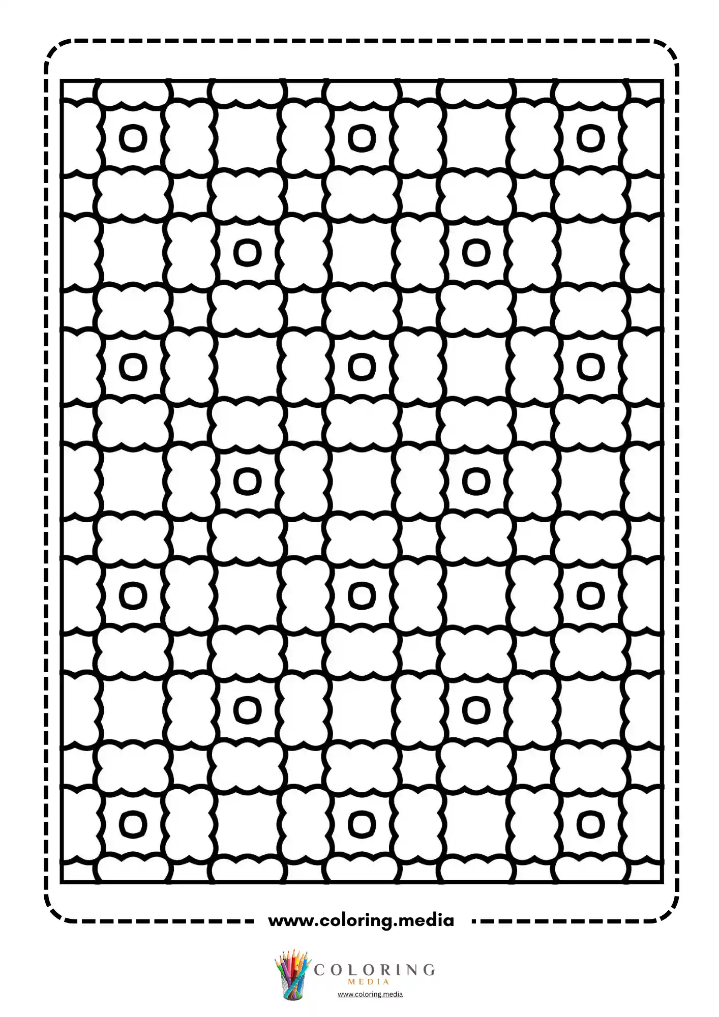 Simple pattern coloring page with geometric motif repeat