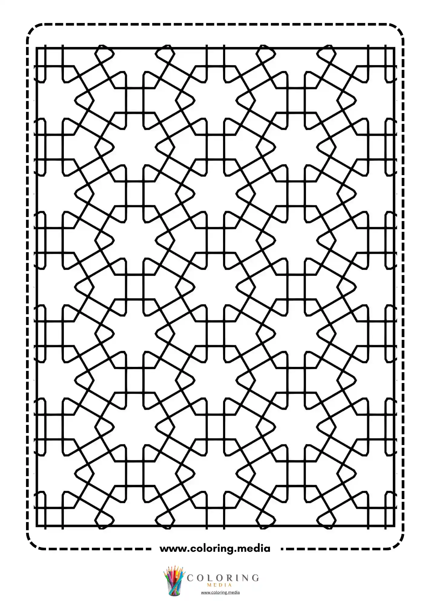 Simple pattern coloring page with simple framed repeating shapes