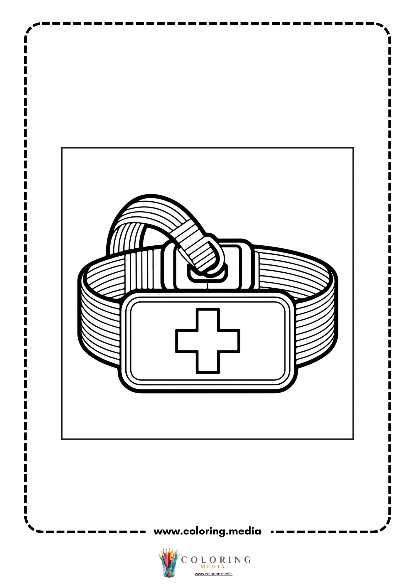 Medical coloring page with patient in a hospital bed
