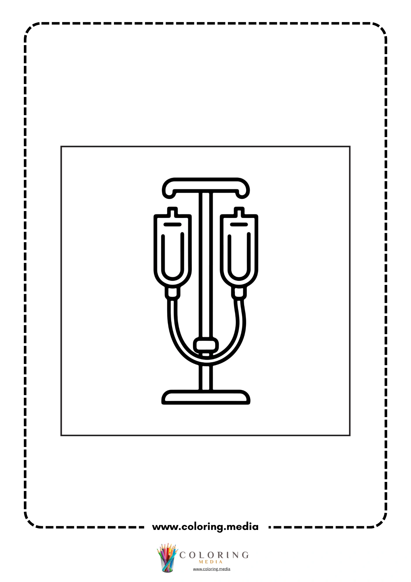 Medical coloring page with thermometer and simple health icons