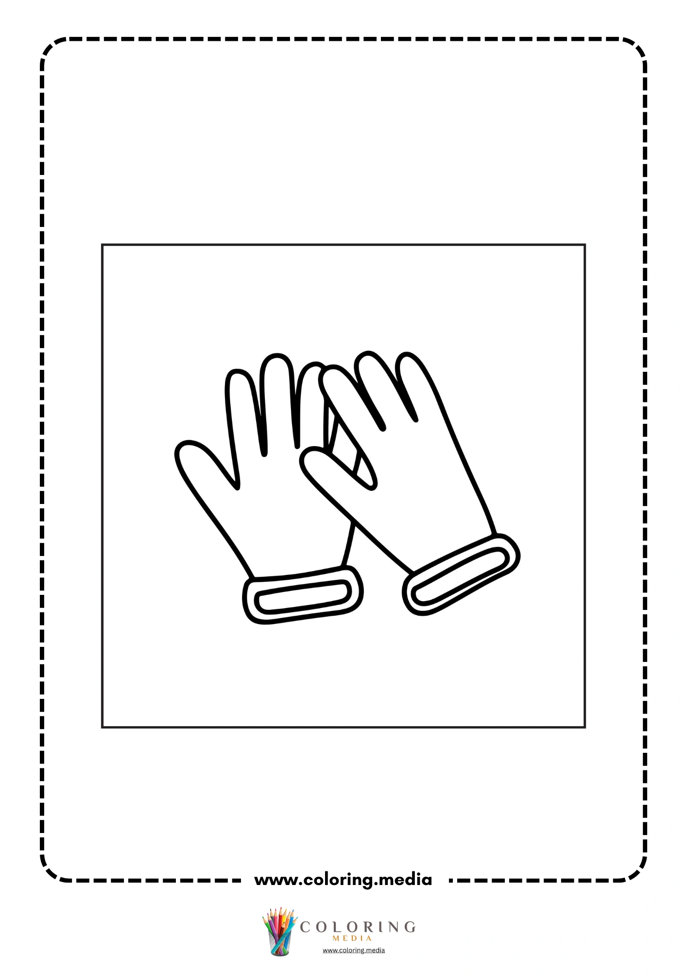 Medical coloring page with pair of protective gloves