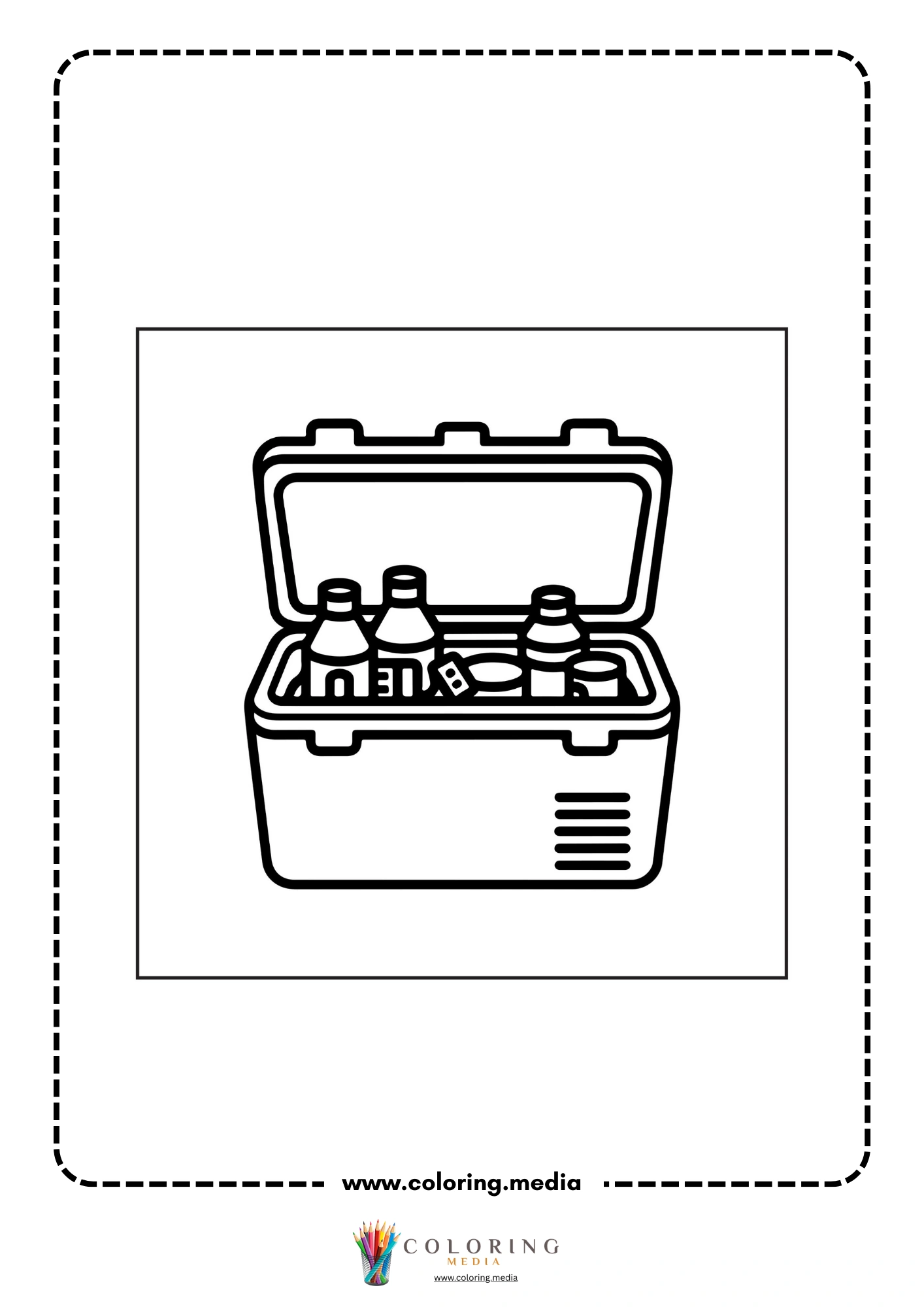 Medical coloring page with mask and protective health gear