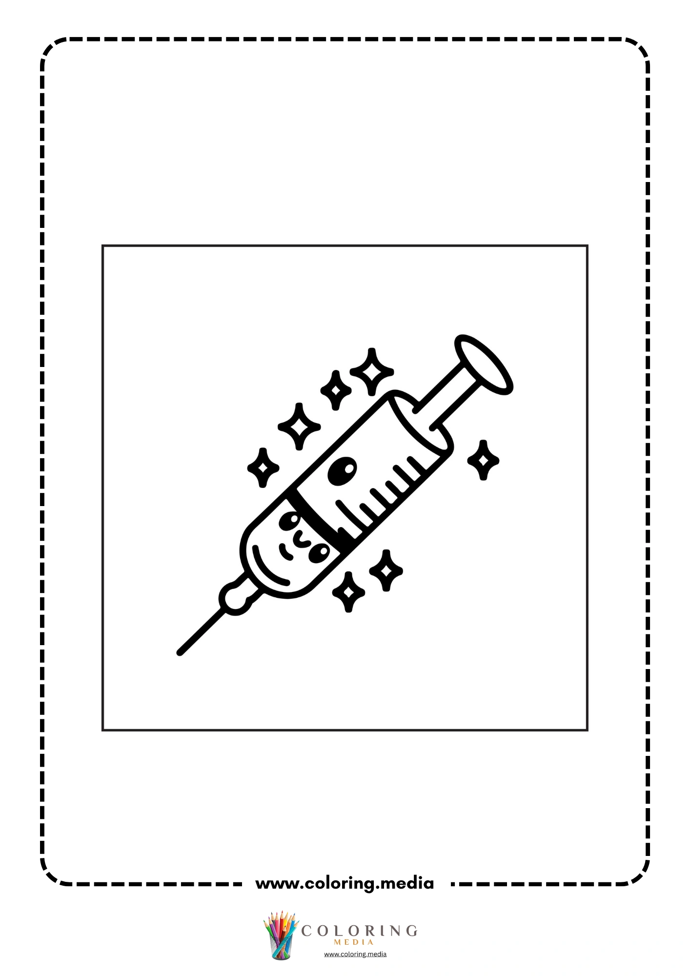 Medical coloring page with doctor examining patient chart