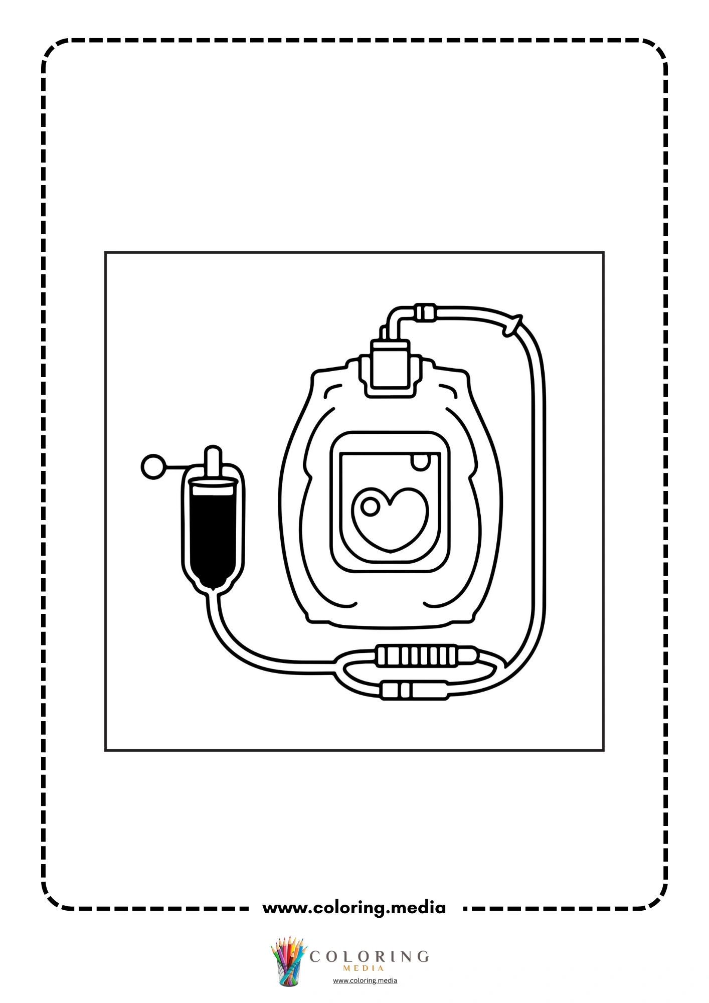 Medical coloring page with nurse holding a clipboard