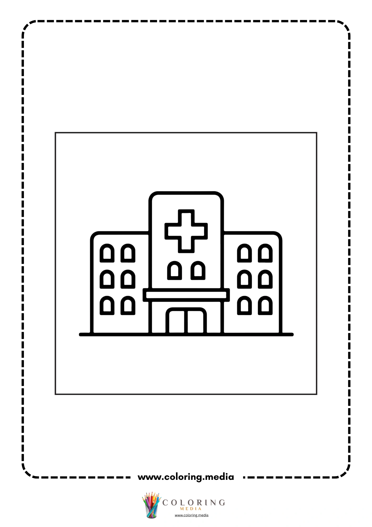 Medical coloring page with small medical cross icon