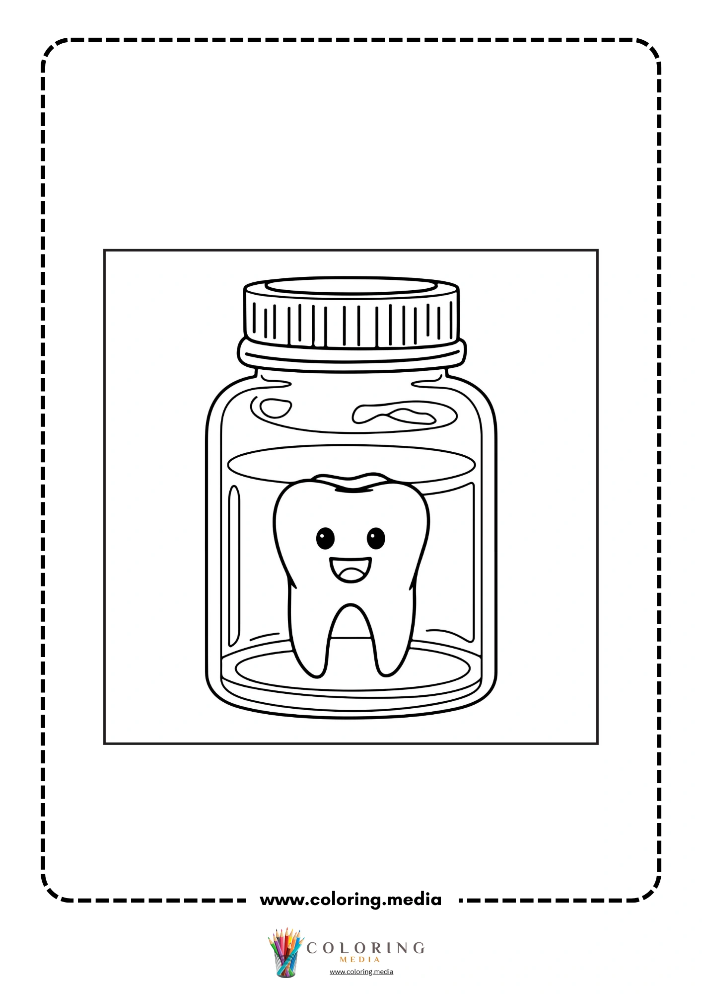 Medical coloring page with doctor and heart symbol