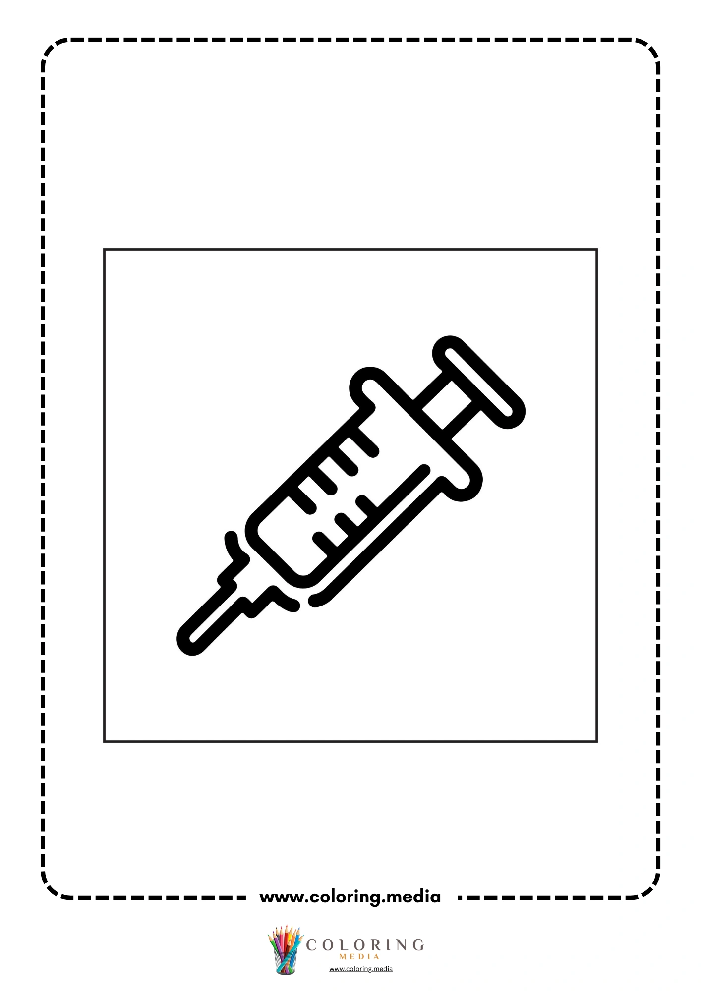 Medical coloring page with first aid cross and supplies
