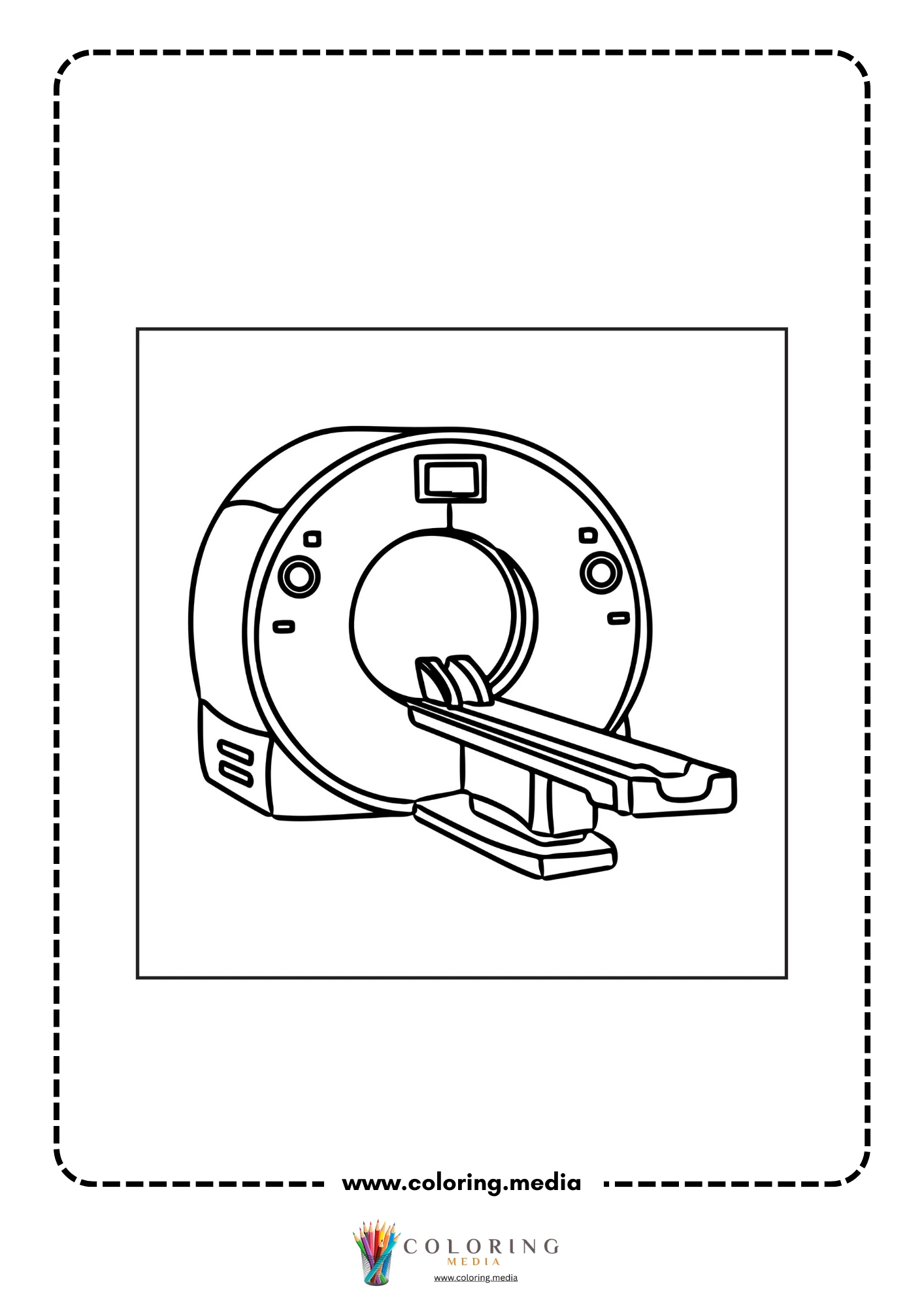 Medical coloring page with doctor giving a checkup