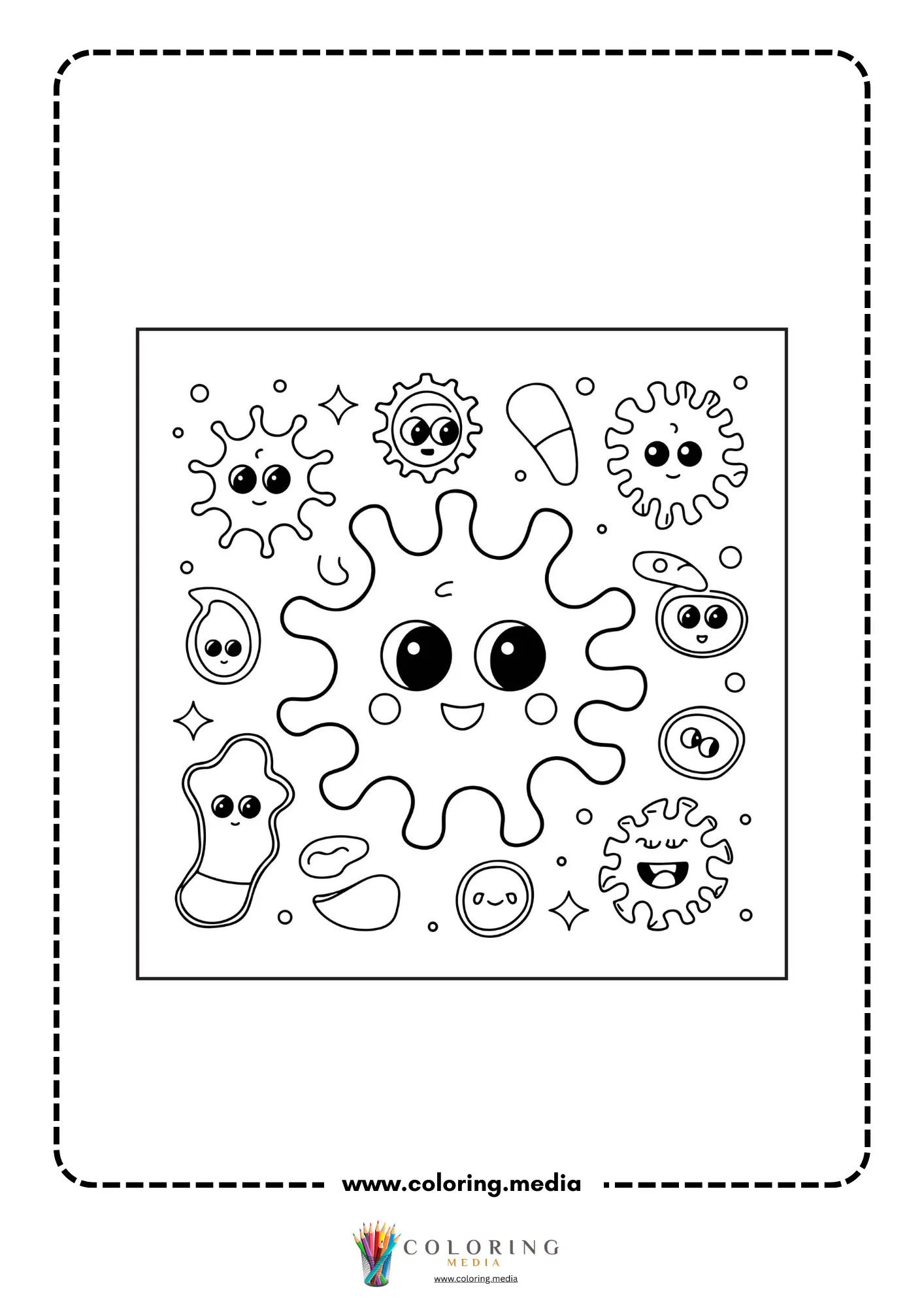 Medical coloring page with nurse station supplies