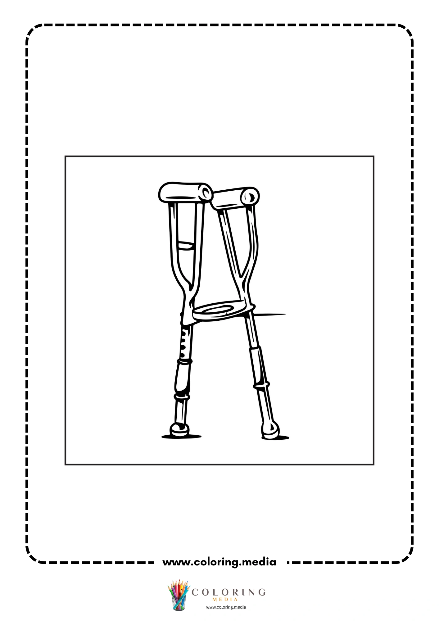 Medical coloring page with medical cross and simple tools