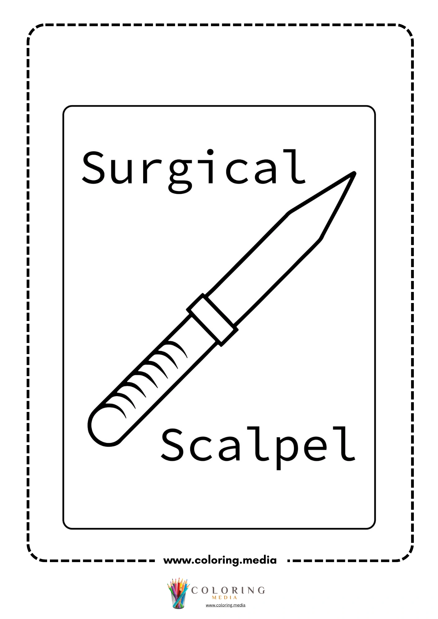 Medical instrument coloring page with capsule pills