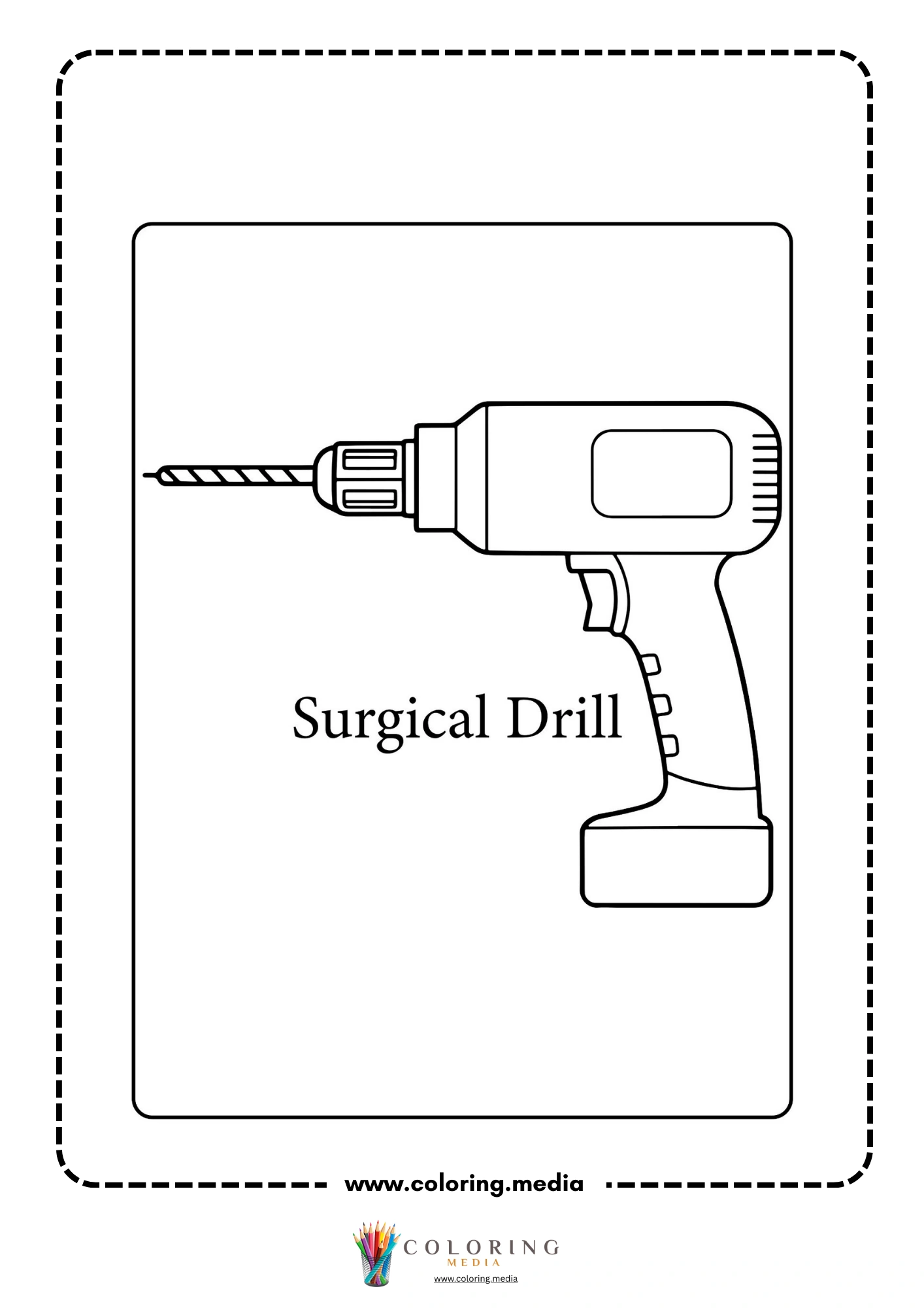 Medical instrument coloring page with face mask