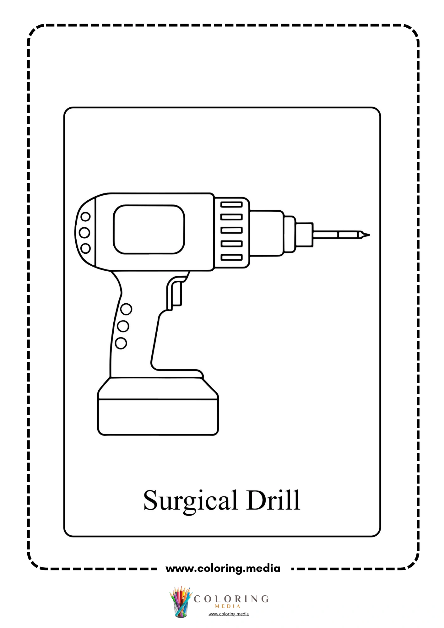Medical instrument coloring page with crutches