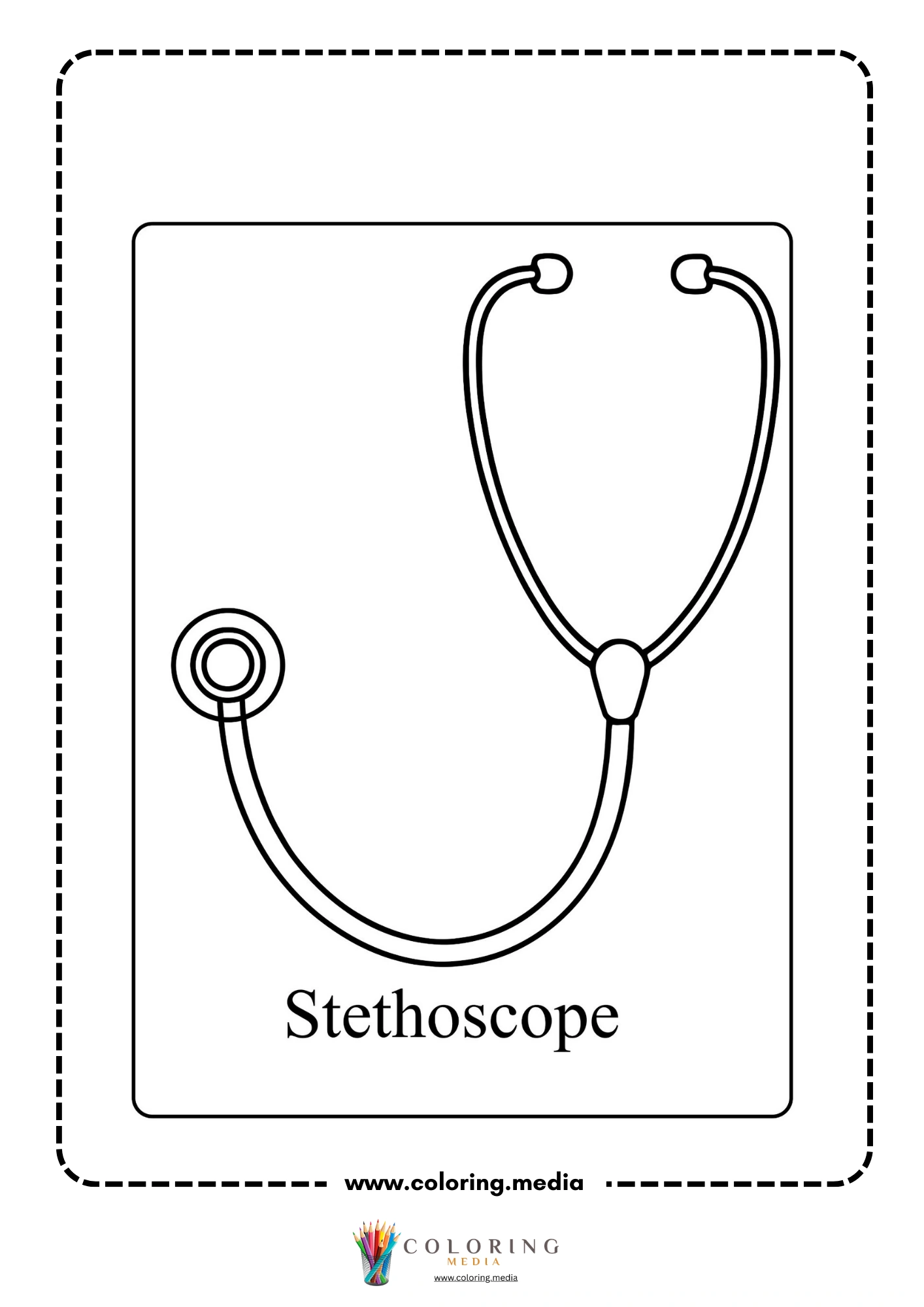 Medical instrument coloring page with wheelchair