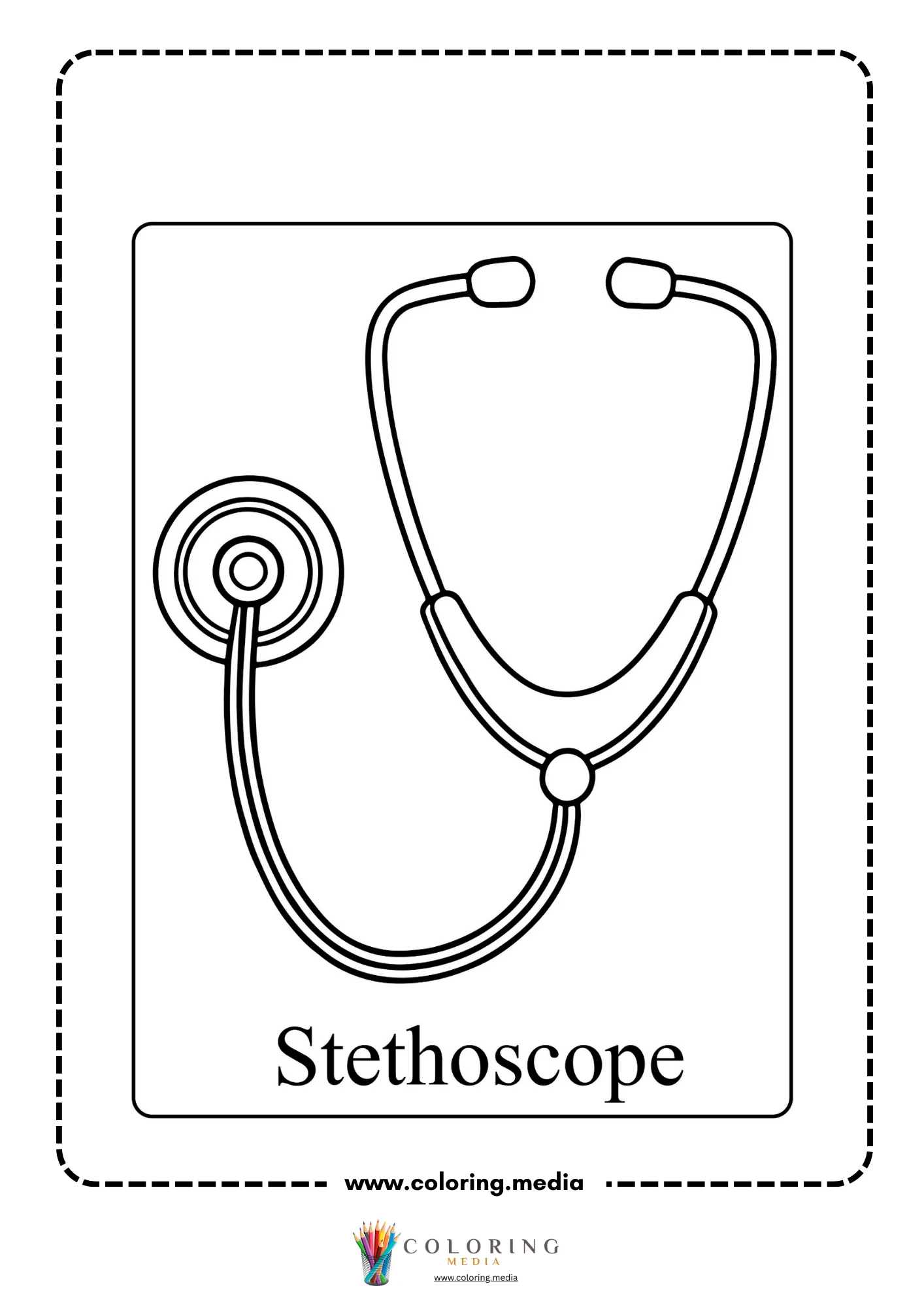 Medical instrument coloring page with medical bag