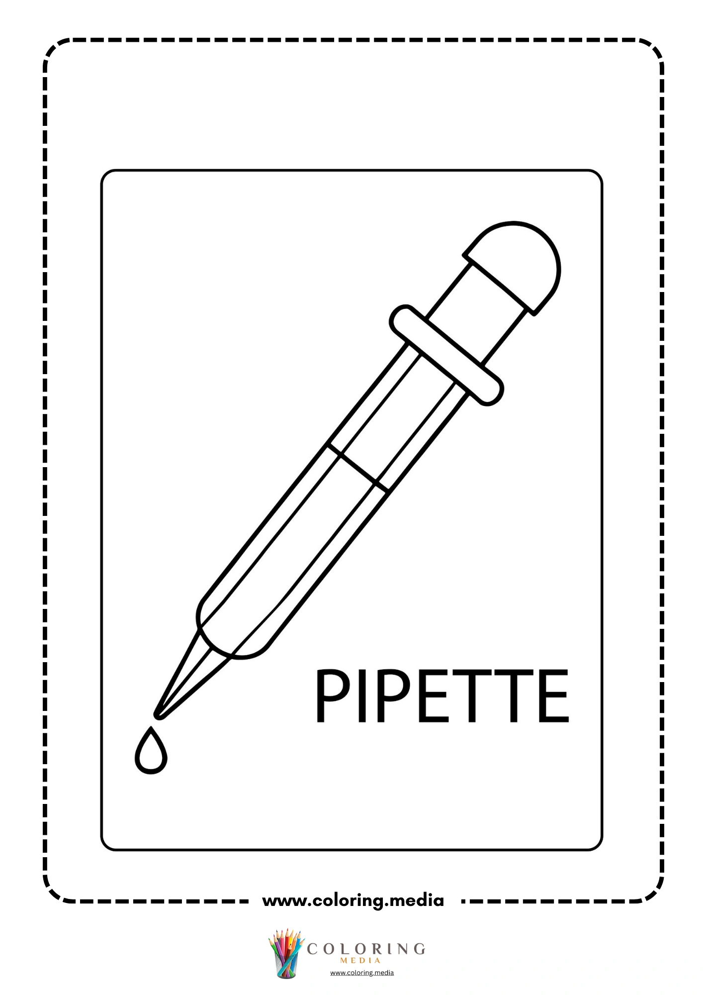 Medical instrument coloring page with eye chart