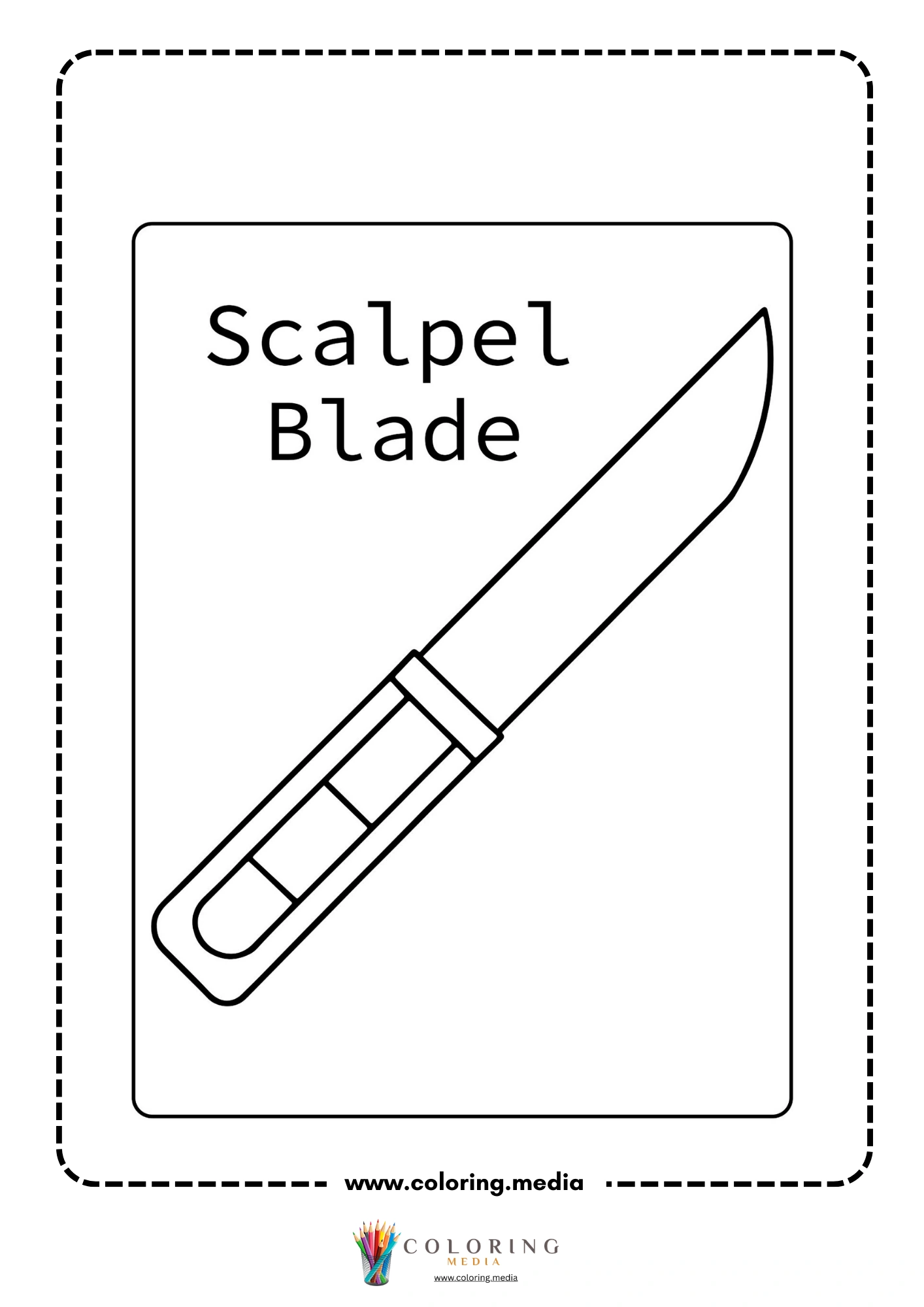 Medical instrument coloring page with heartbeat monitor