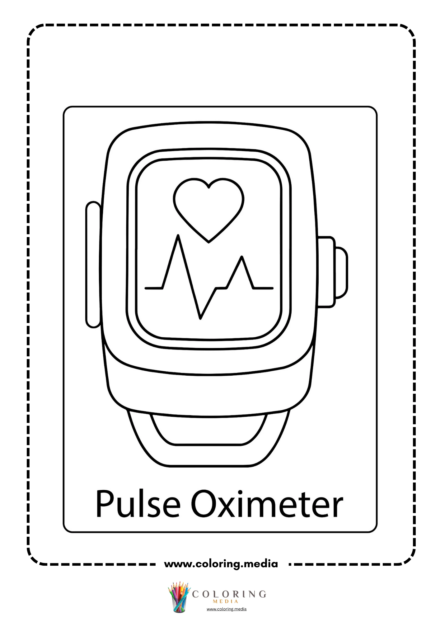 Medical instrument coloring page with oxygen mask