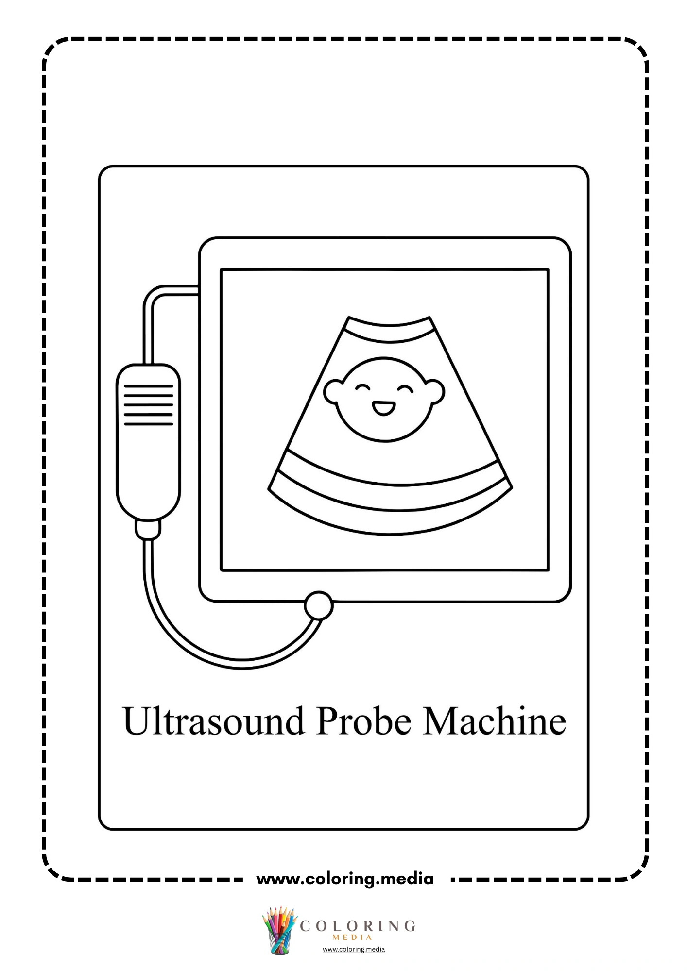 Medical instrument coloring page with stethoscope