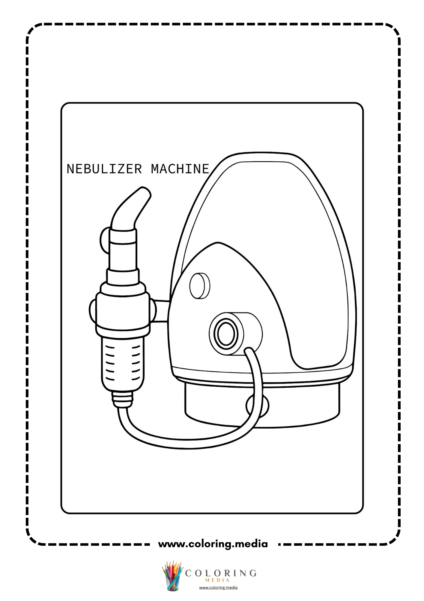 Medical instrument coloring page with surgical tray
