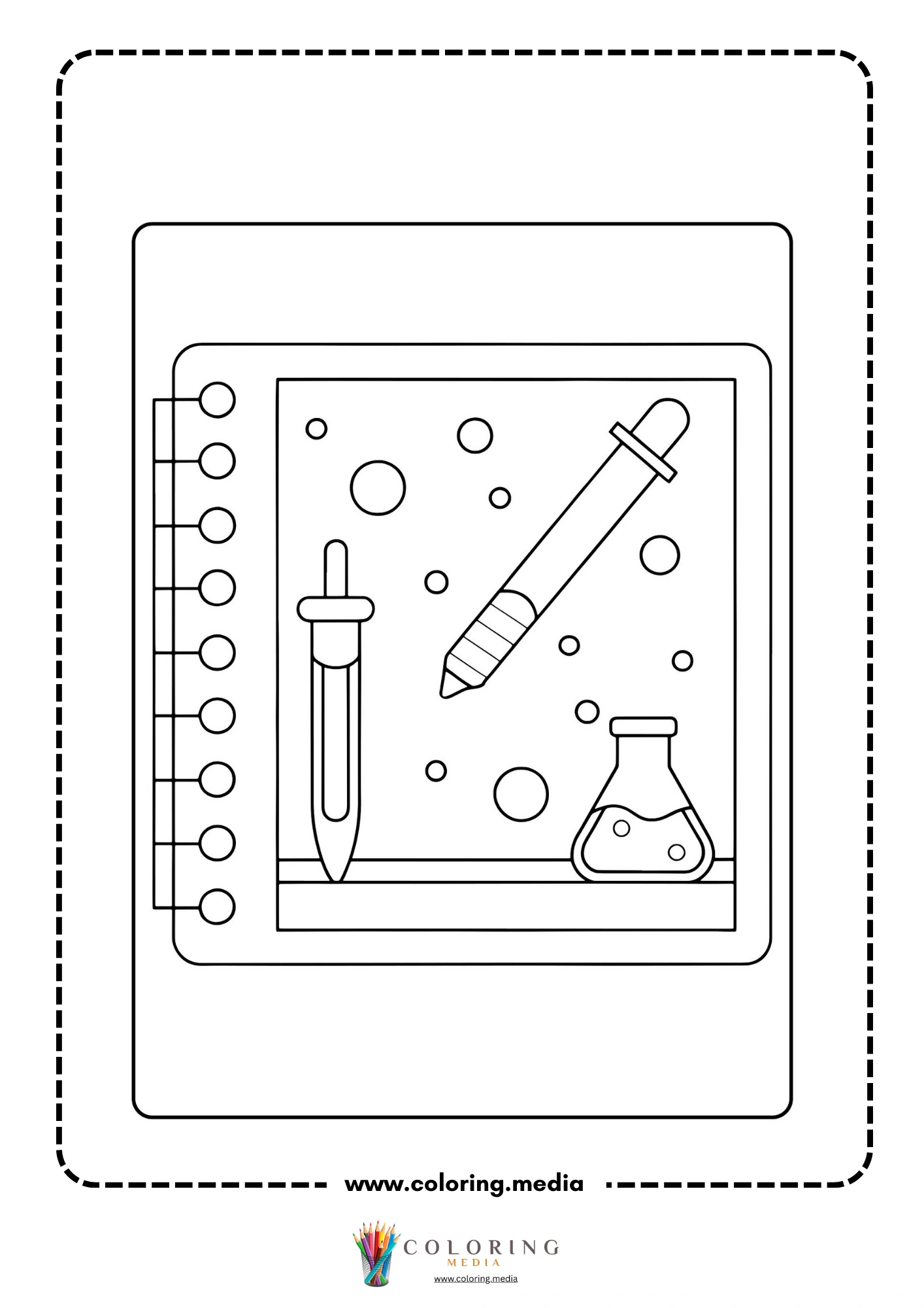 Medical instrument coloring page with adhesive bandage