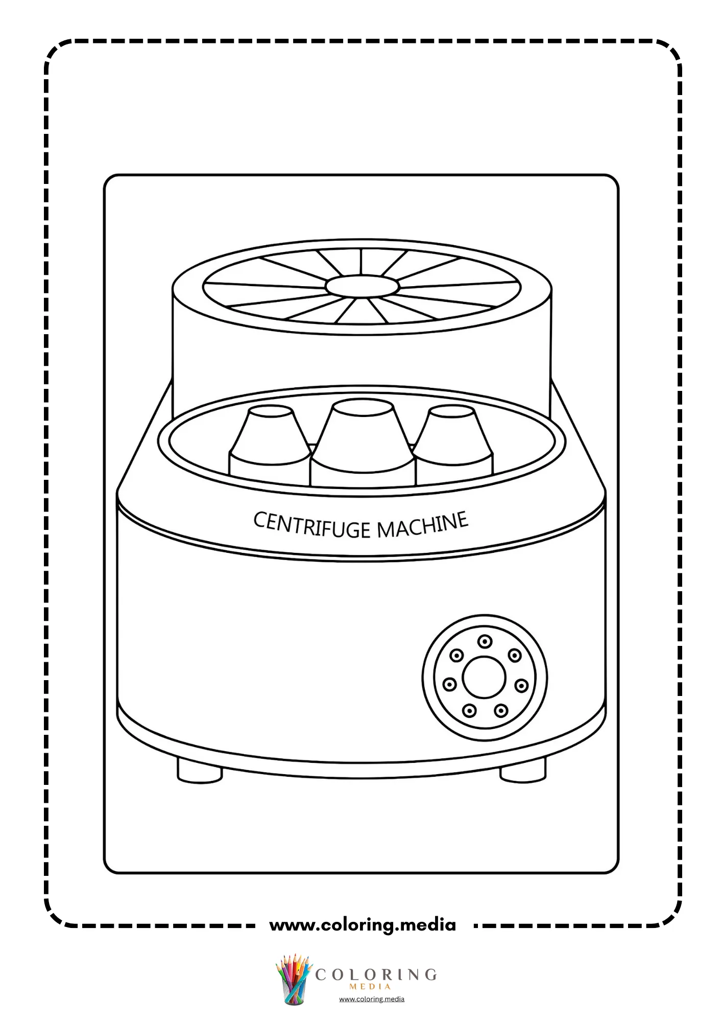 Medical instrument coloring page with x ray viewer