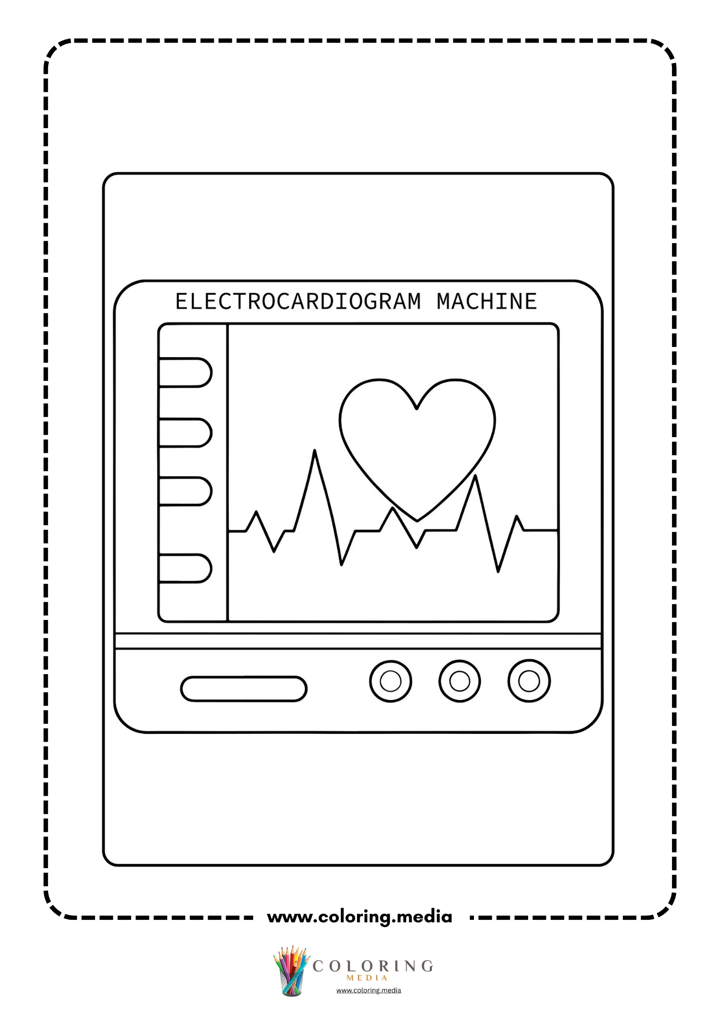 Medical instrument coloring page with simple syringe icon