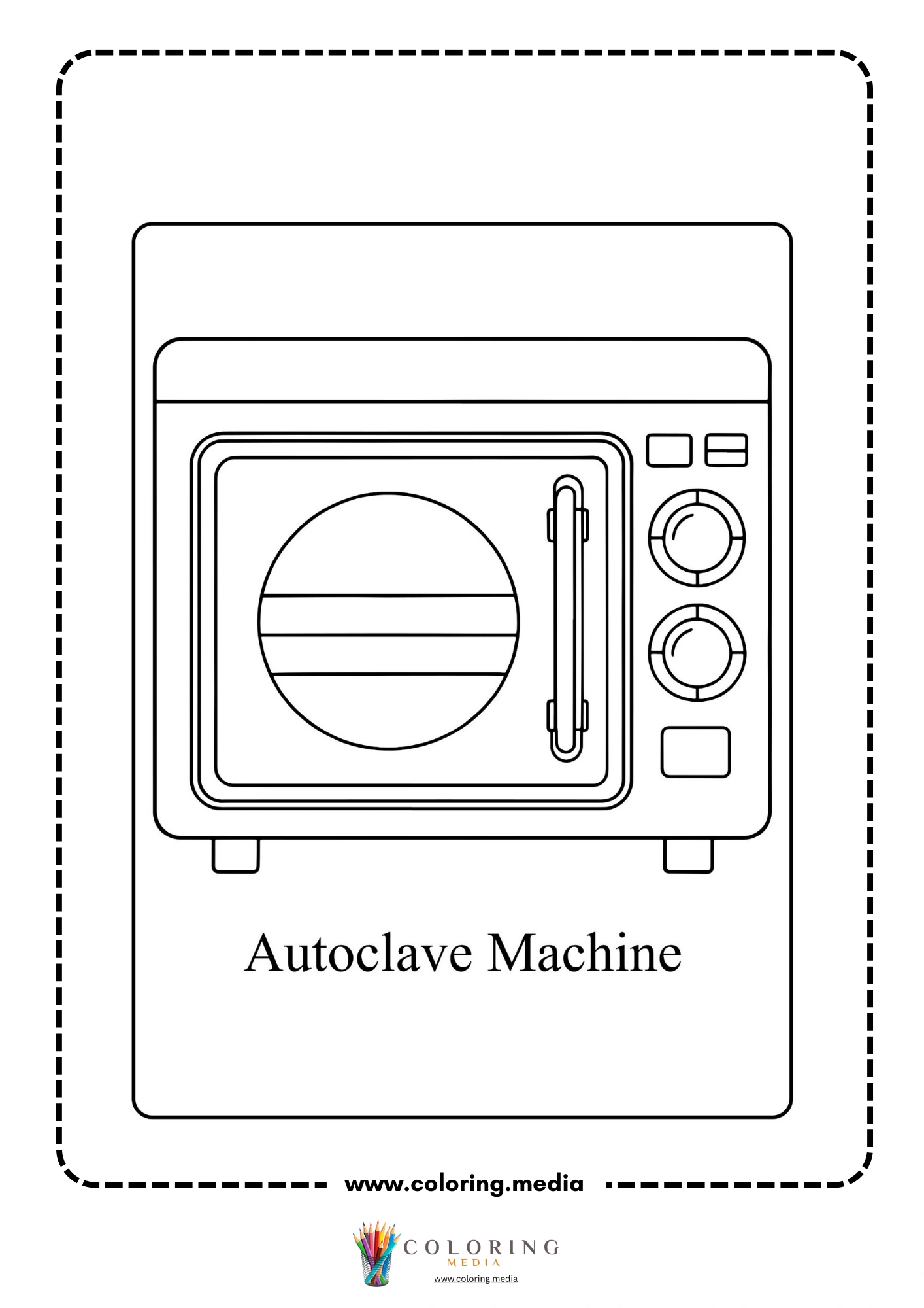Medical instrument coloring page with surgical instrument set