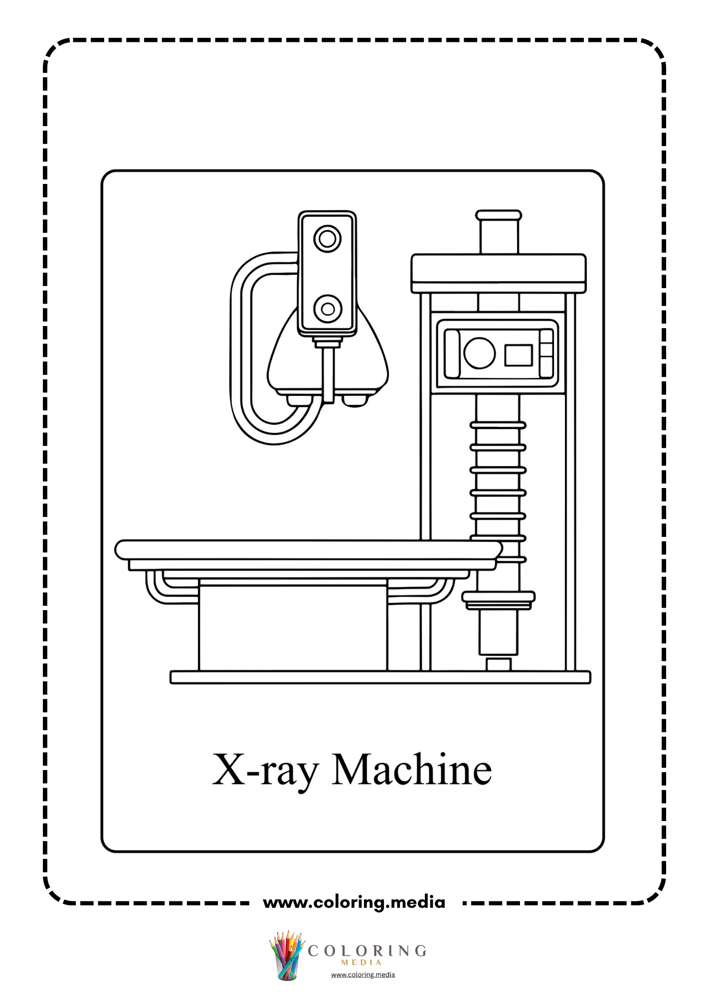 Medical instrument coloring page with thermometer