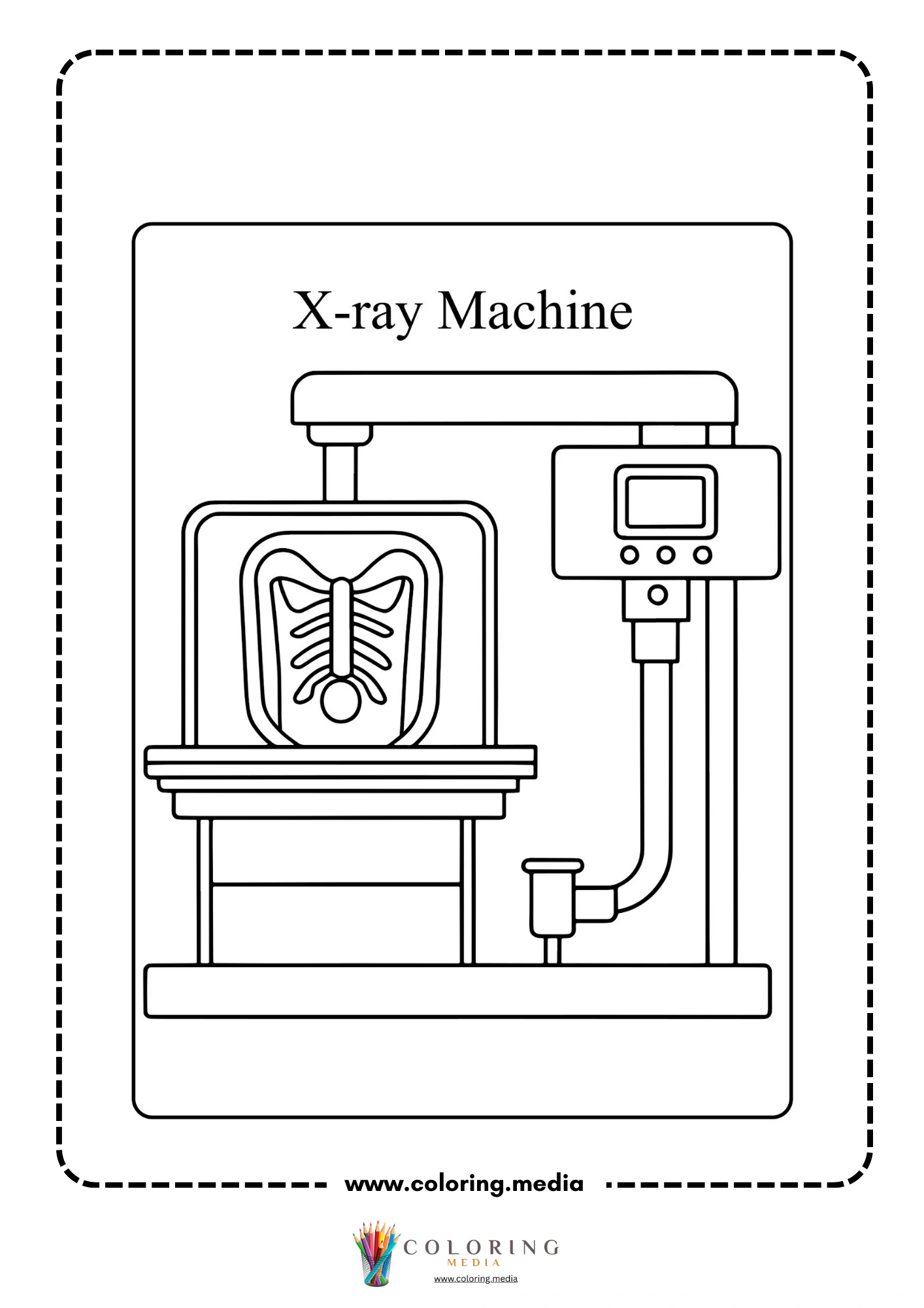 Medical instrument coloring page with blood pressure cuff