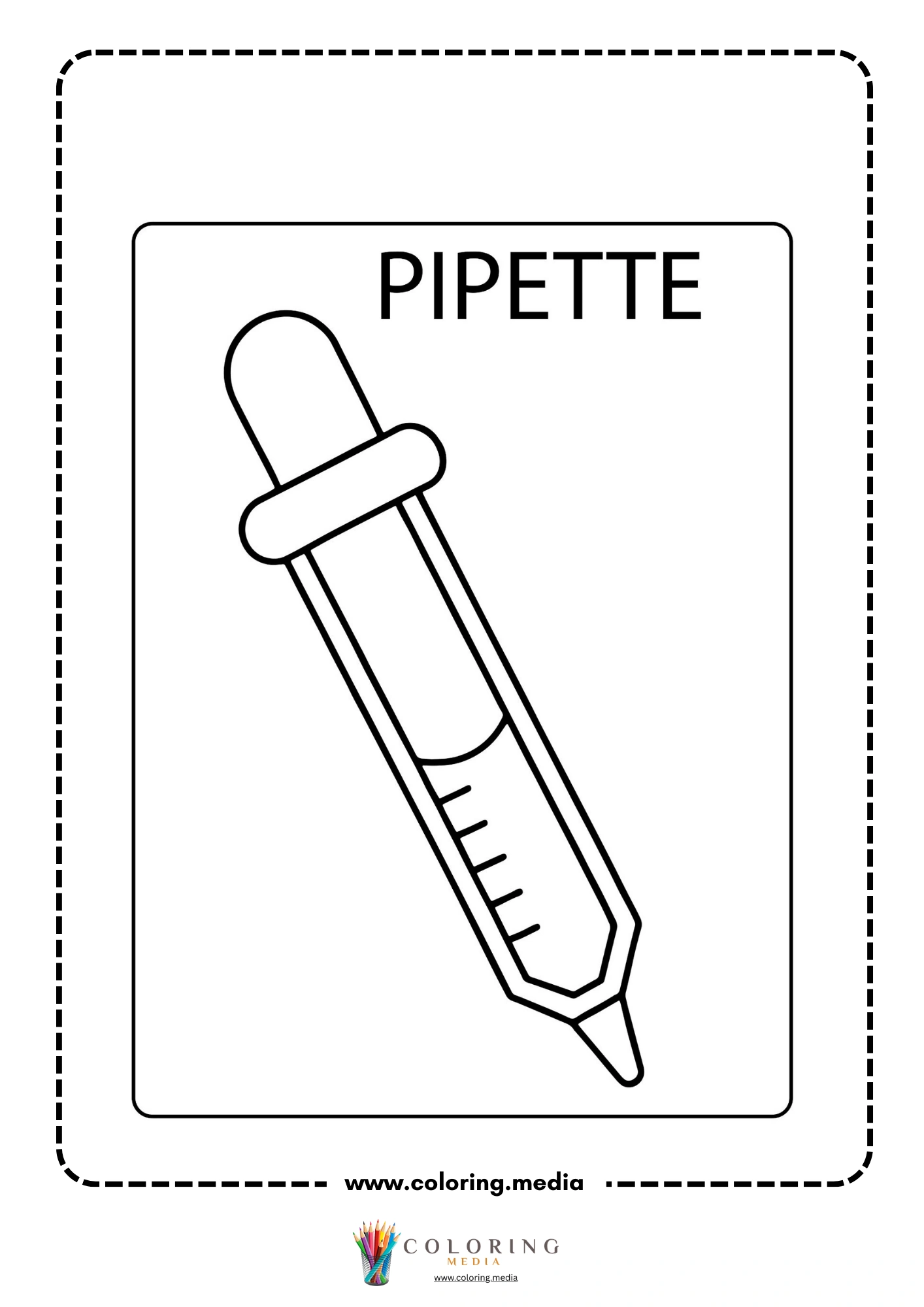 Medical instrument coloring page with surgical scissors