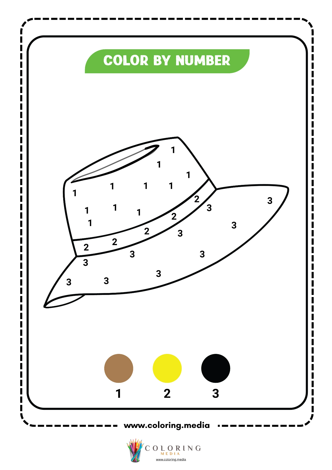 Color by number wide-brim sun hat