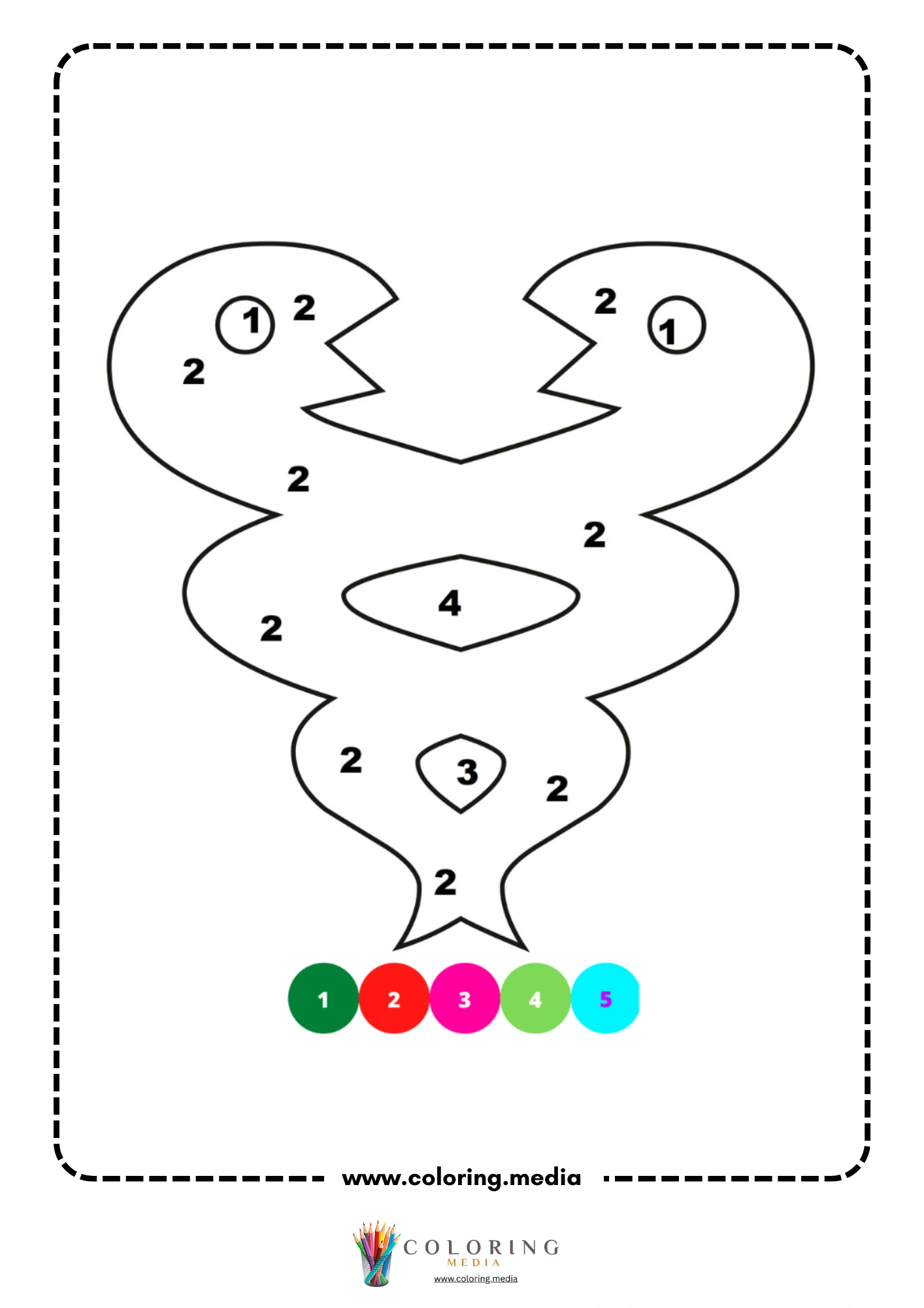 Color by number abstract ghost with wavy snake-like tail