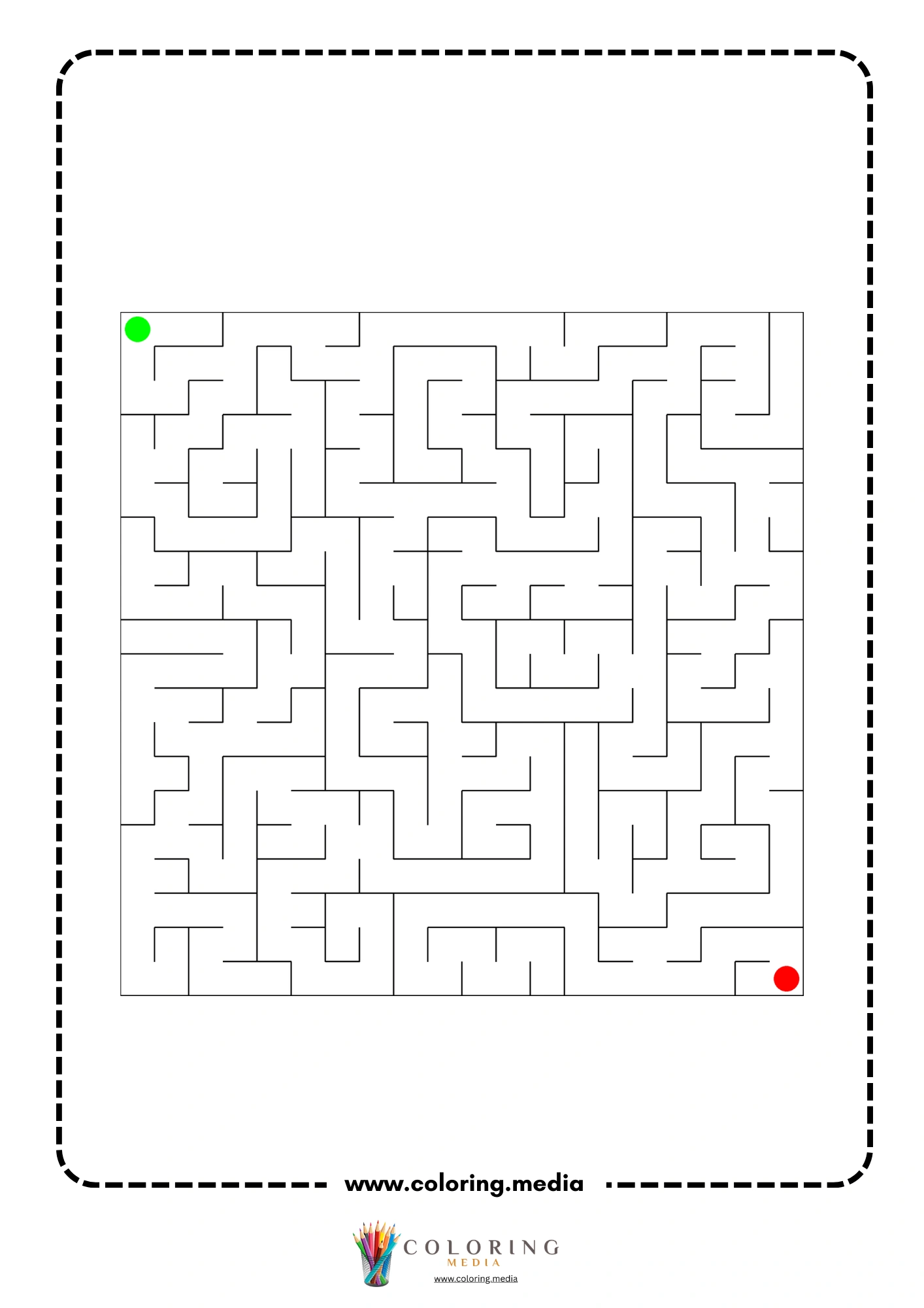 Square maze activity page with start and finish dots page 2