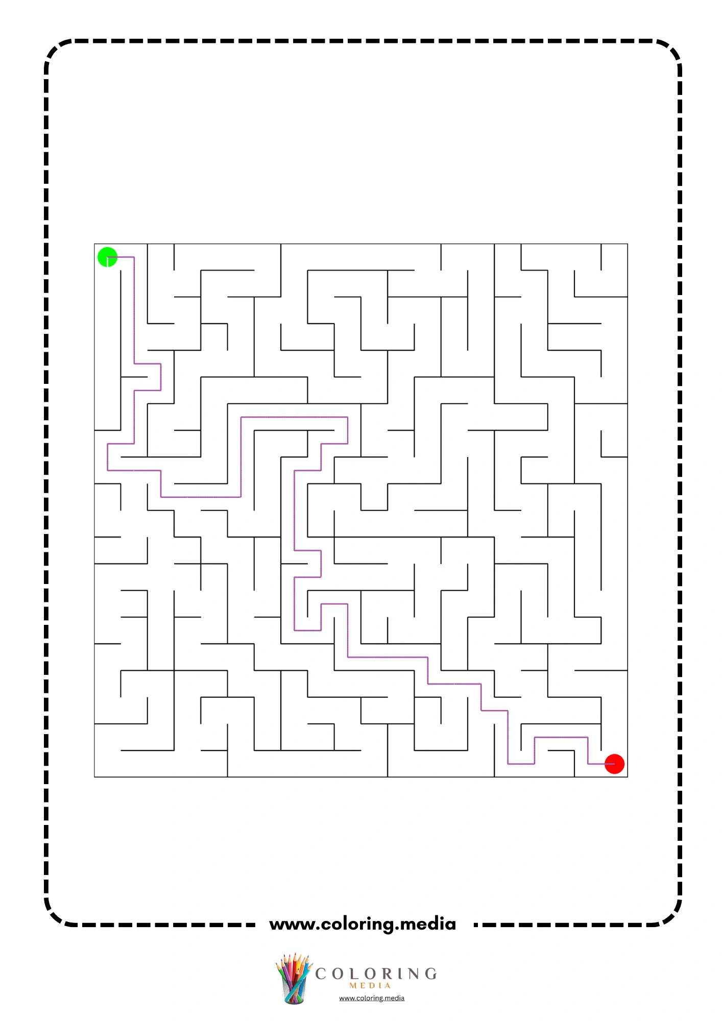 Solved square maze activity page with purple path page 4