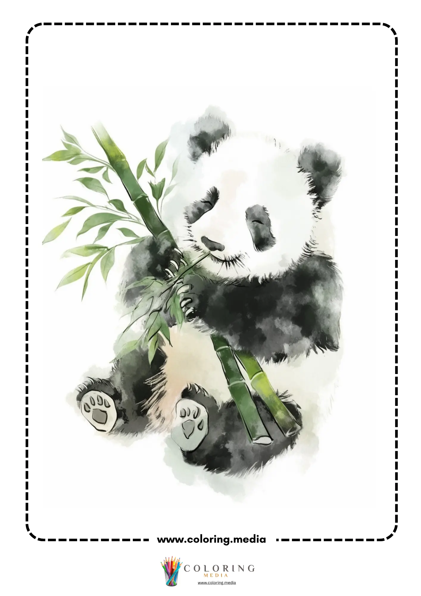 Reverse animal coloring page with painted animal body and gentle shading