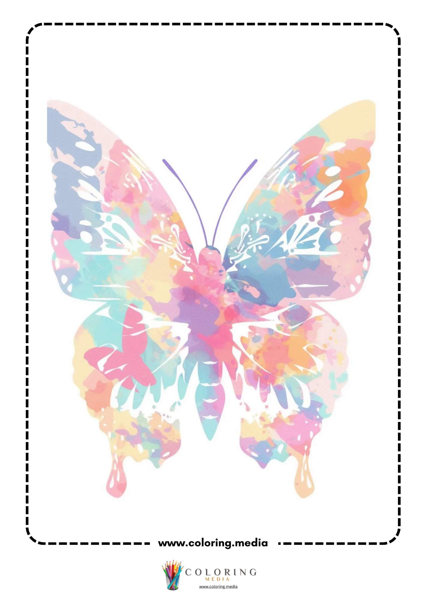 Reverse animal coloring page with colorful animal study