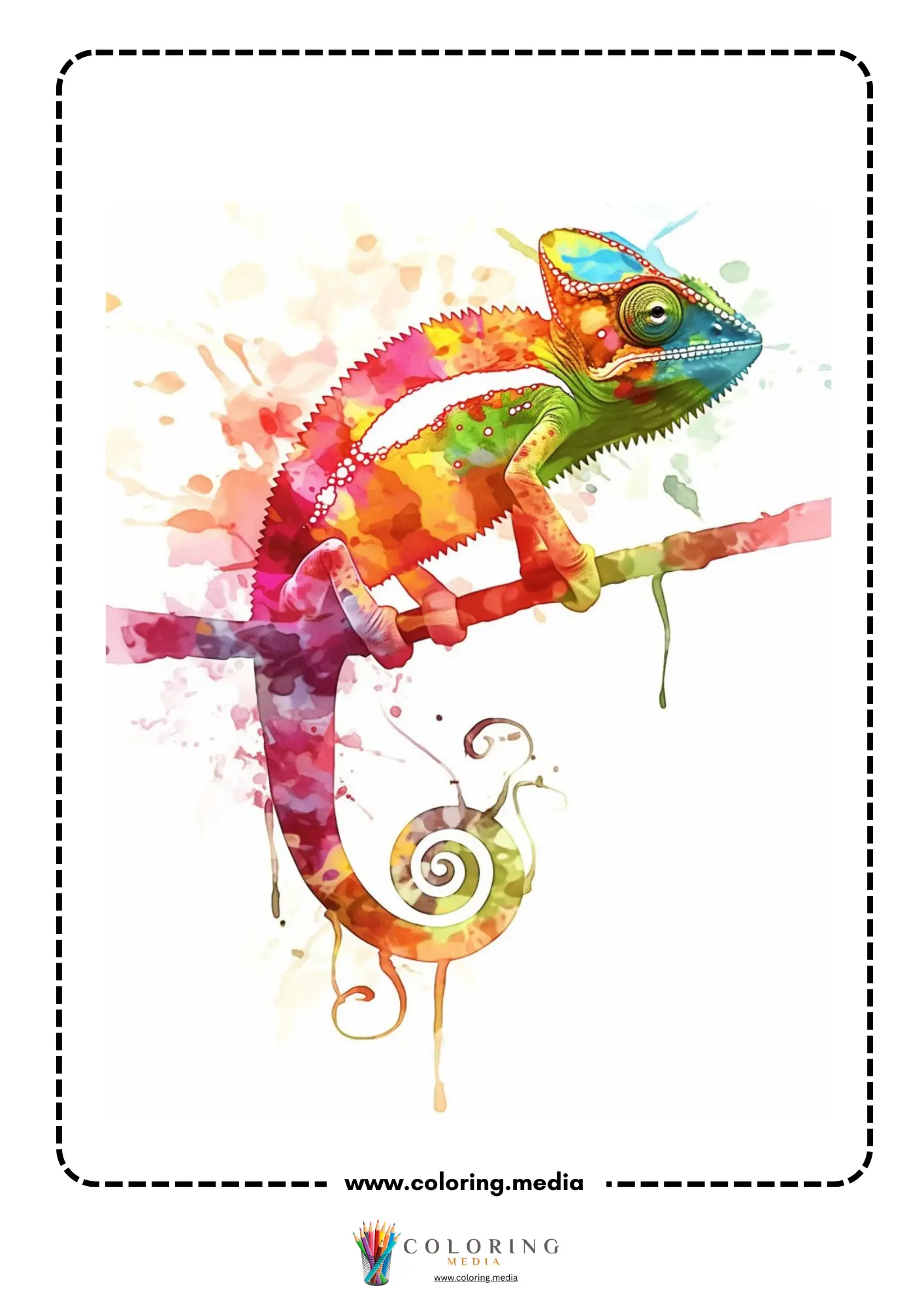 Reverse animal coloring page with gentle animal portrait and pale background