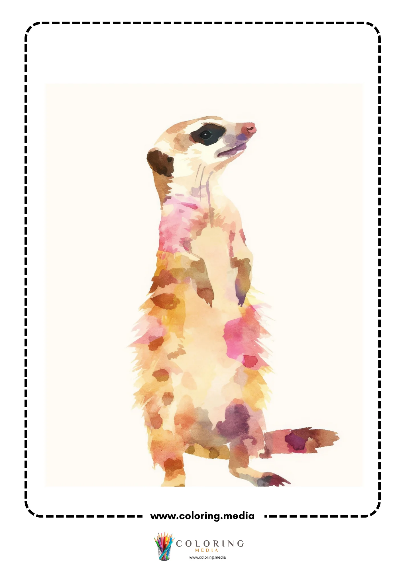 Reverse animal coloring page with gentle animal in loose paint style